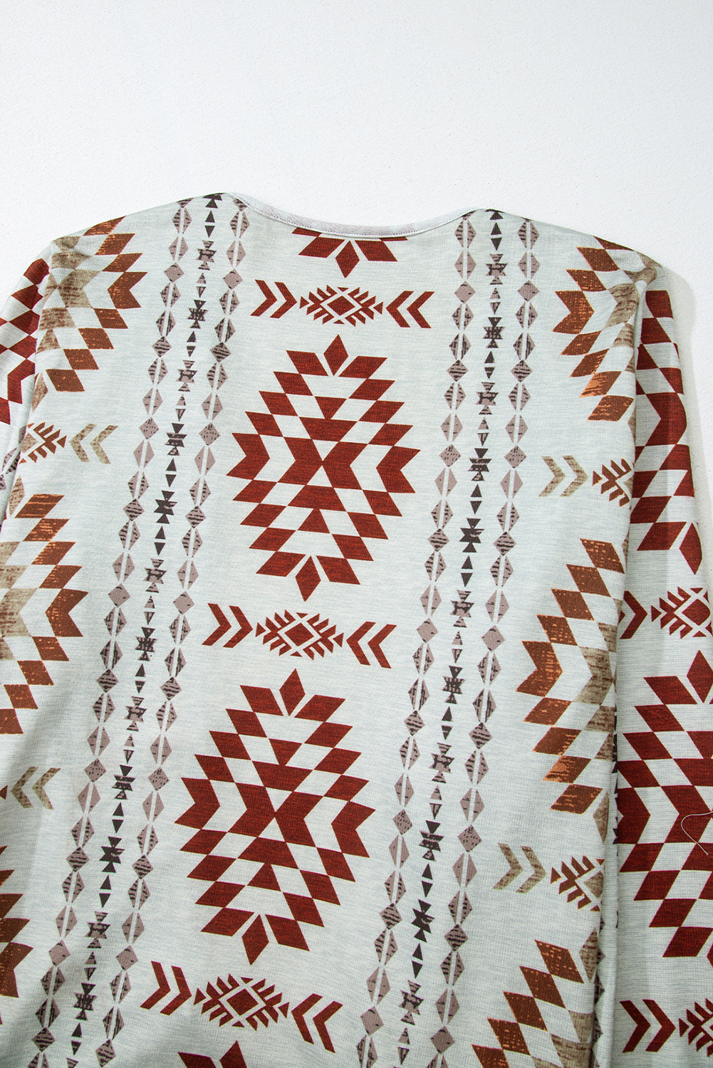Brown Western Aztec Printed Open Front Long Cardigan - loveforevers