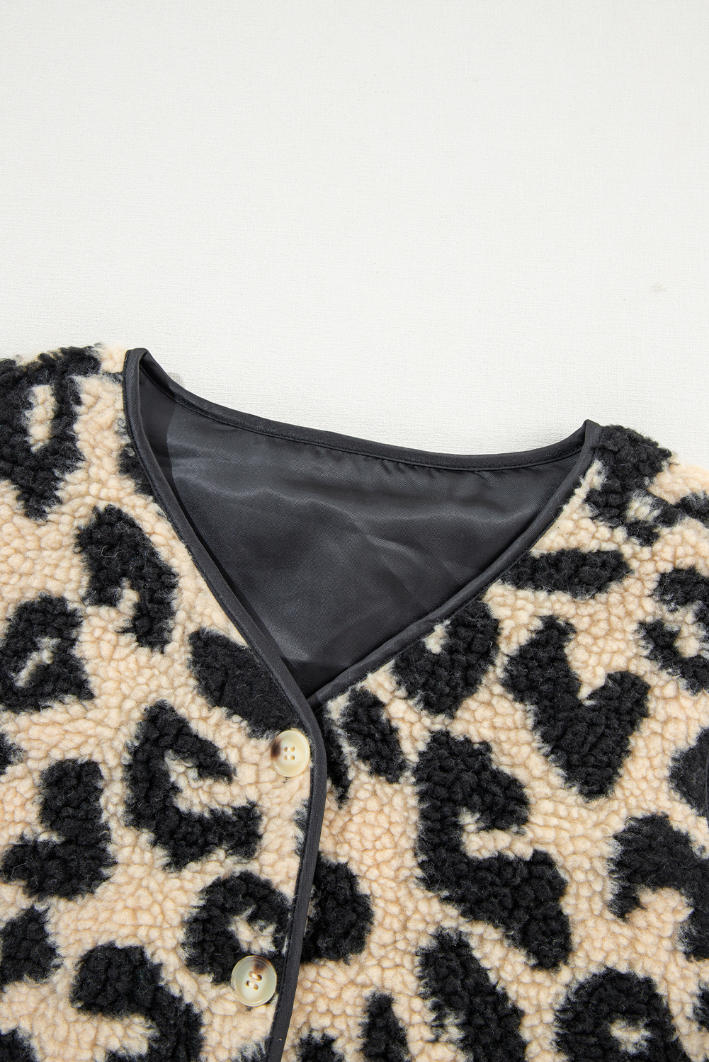 Black Leopard Print Sherpa Vest Coat - loveforevers
