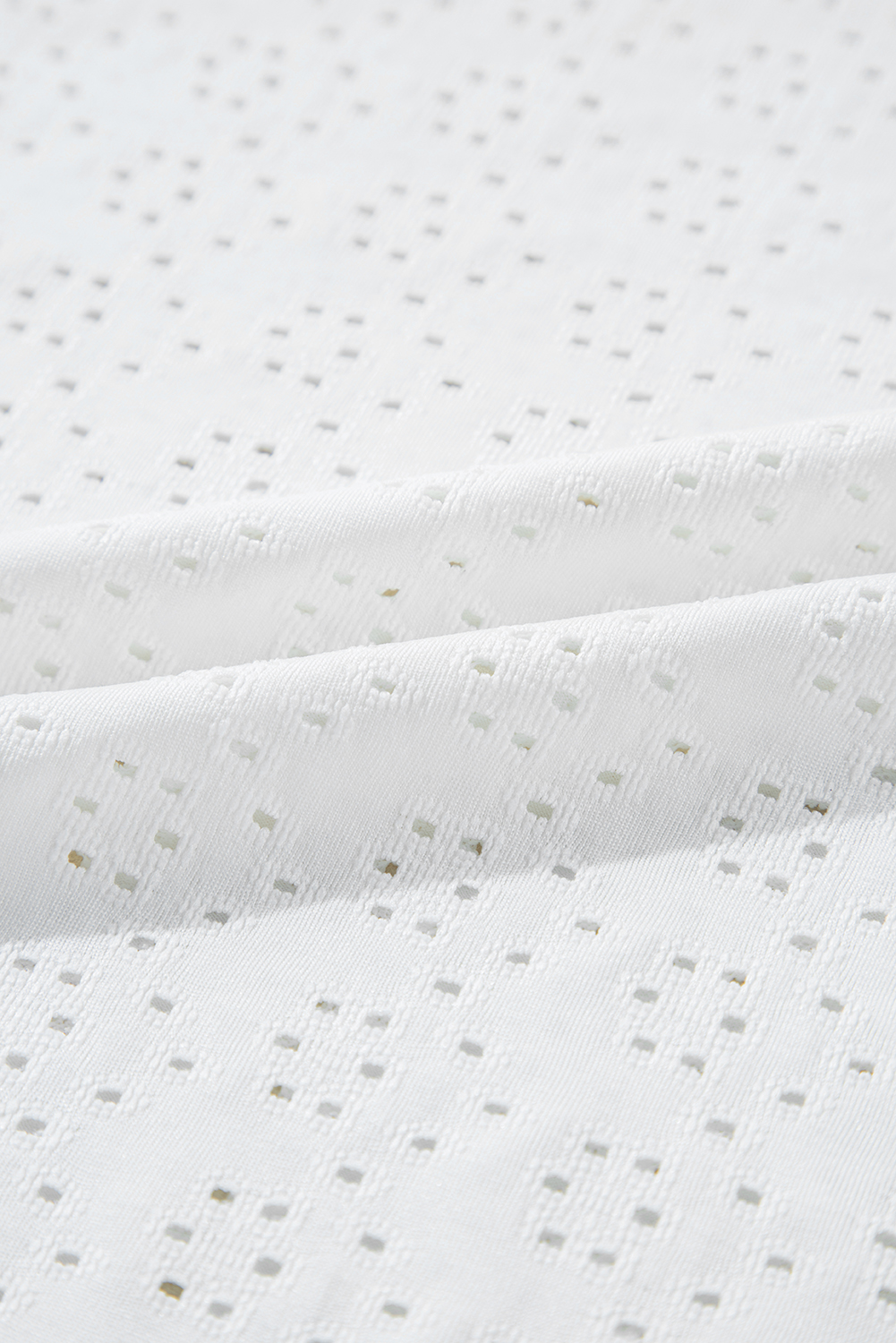 White Eyelet Pattern Boat Neck Casual Tee - loveforevers