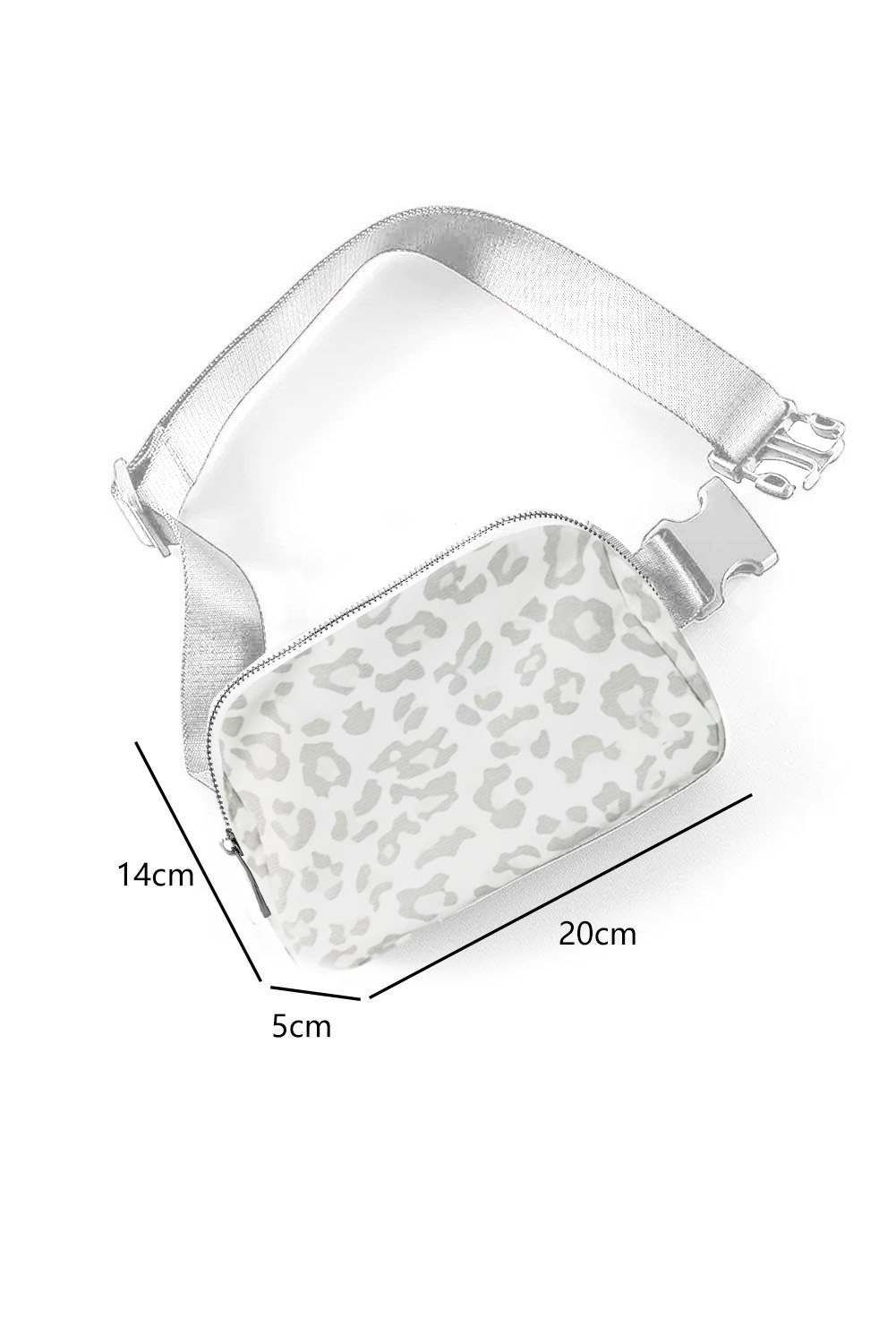 White Leopard Print Buckle Canvas Chest Bag 20*5*14cm - loveforevers