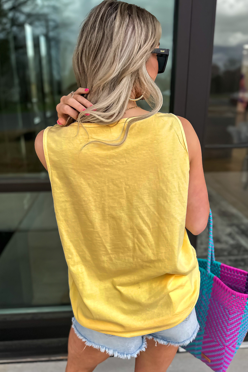 Blue Sun Graphic Casual Tank Top - loveforevers