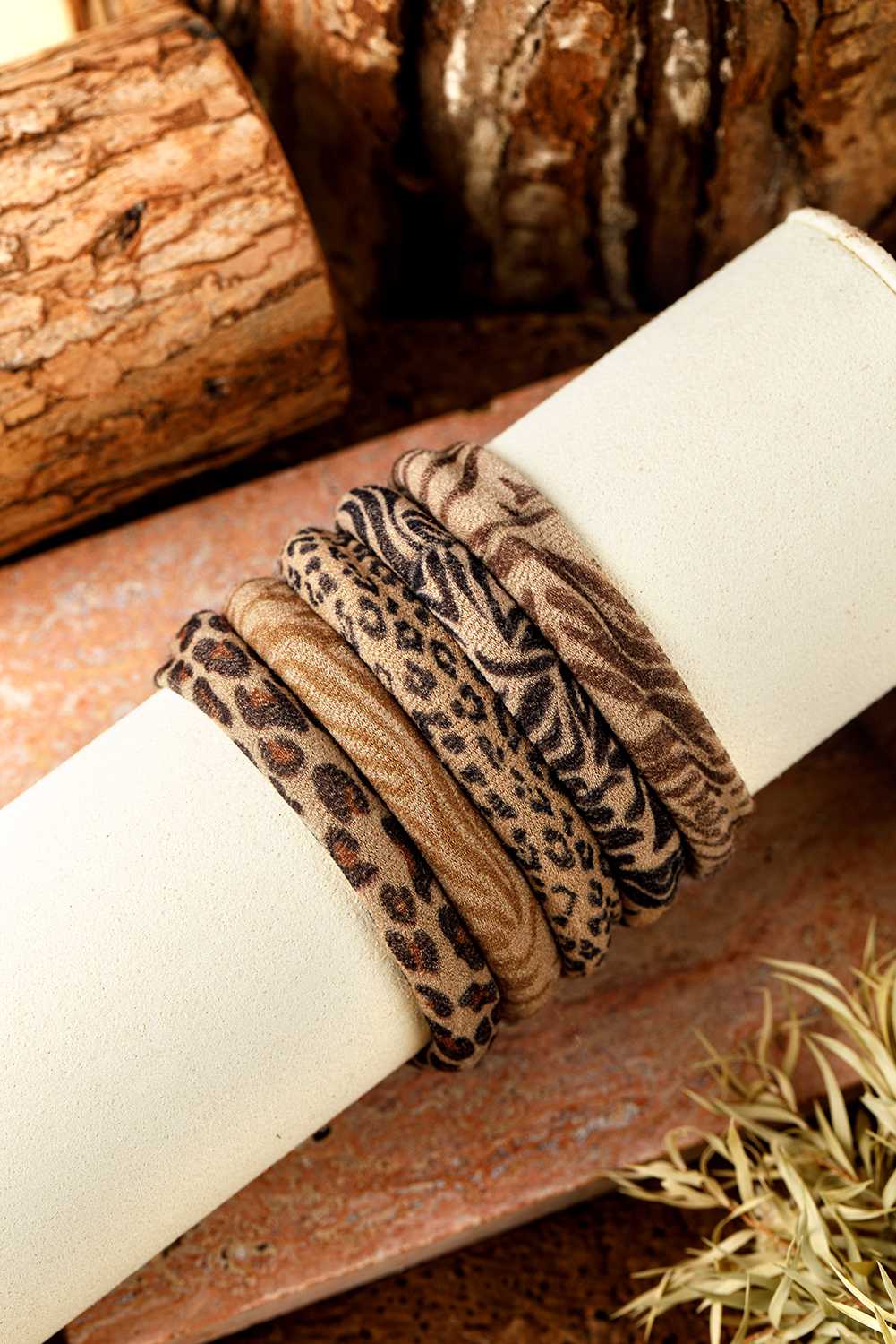 Light French Beige 5Pcs/Set Animal Pattern High Elastic Hair Tie - loveforevers