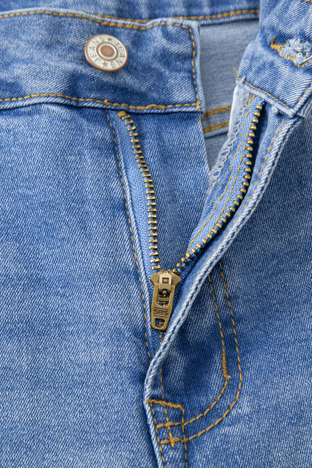Real Teal Raw Hem Unique Cuffs Straight High Rise Loose Jeans - loveforevers