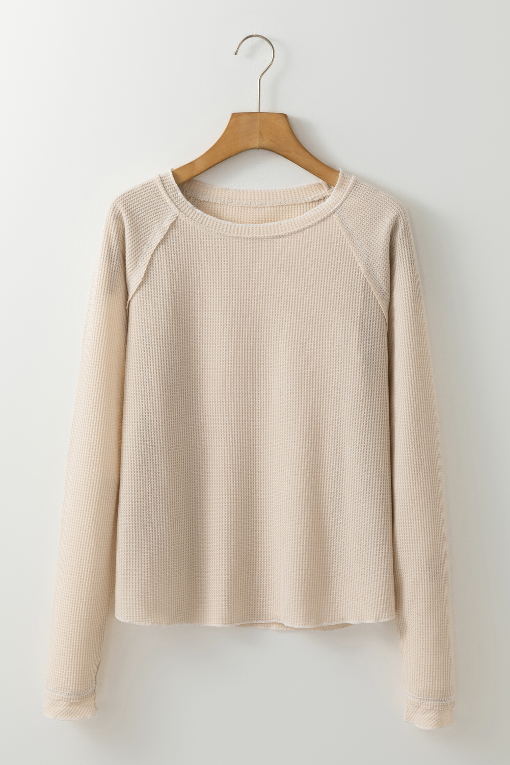 Smoke Gray Textured Round Neck Long Sleeve Top - loveforevers