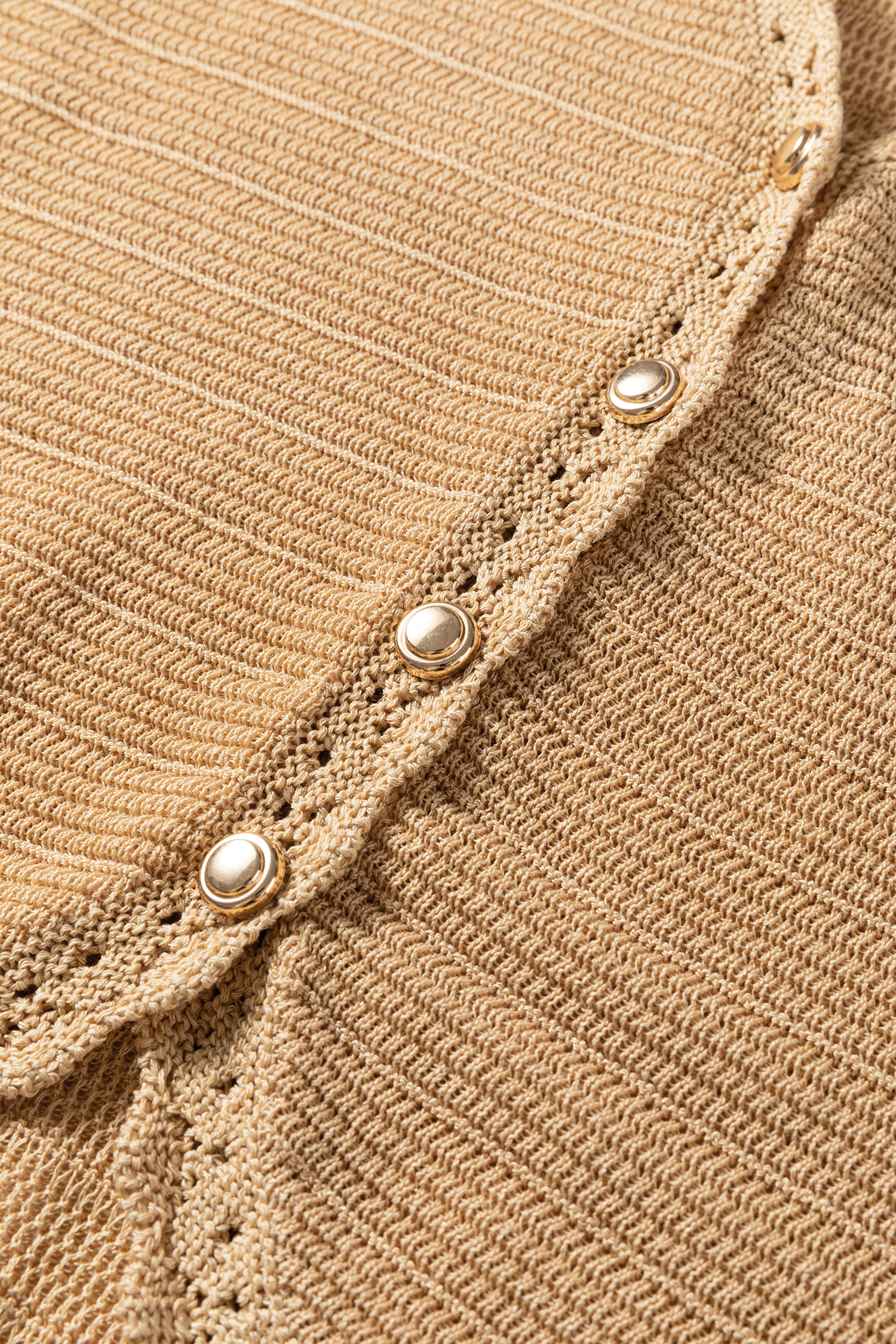 Pale Khaki Hollow out Trim Buttoned Front Boho Sweater Vest - loveforevers
