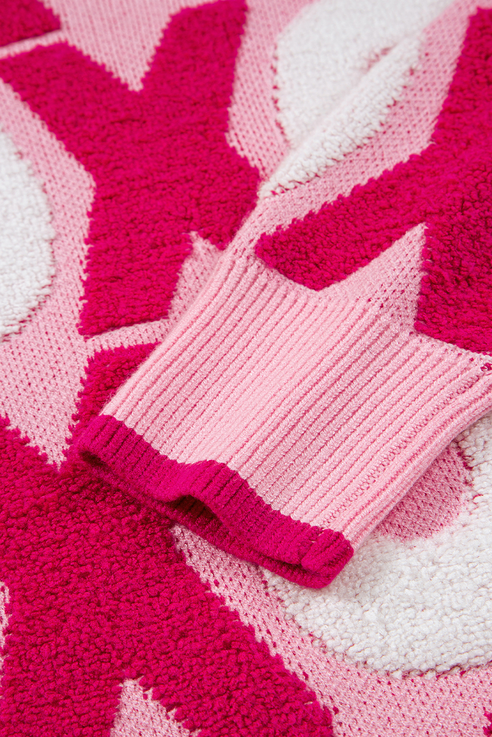 Pink XOXO Pattern Drop Shoulder Crewneck Valentines Sweater - loveforevers