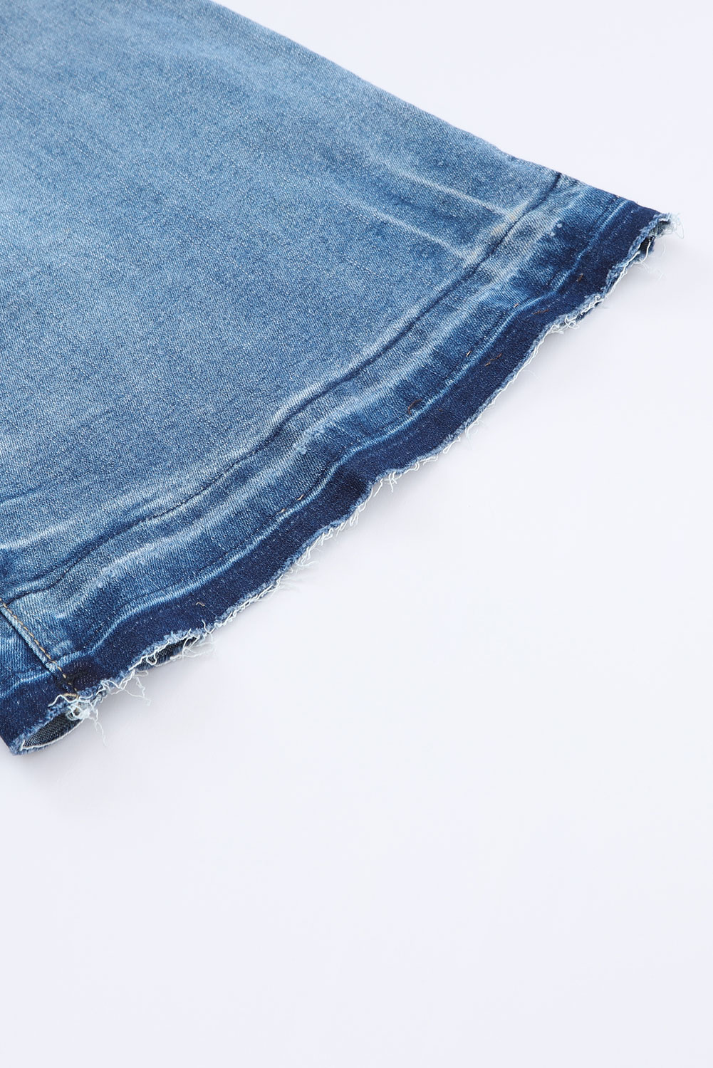 Sky Blue High Waist Buttoned Distressed Flared Jeans - loveforevers