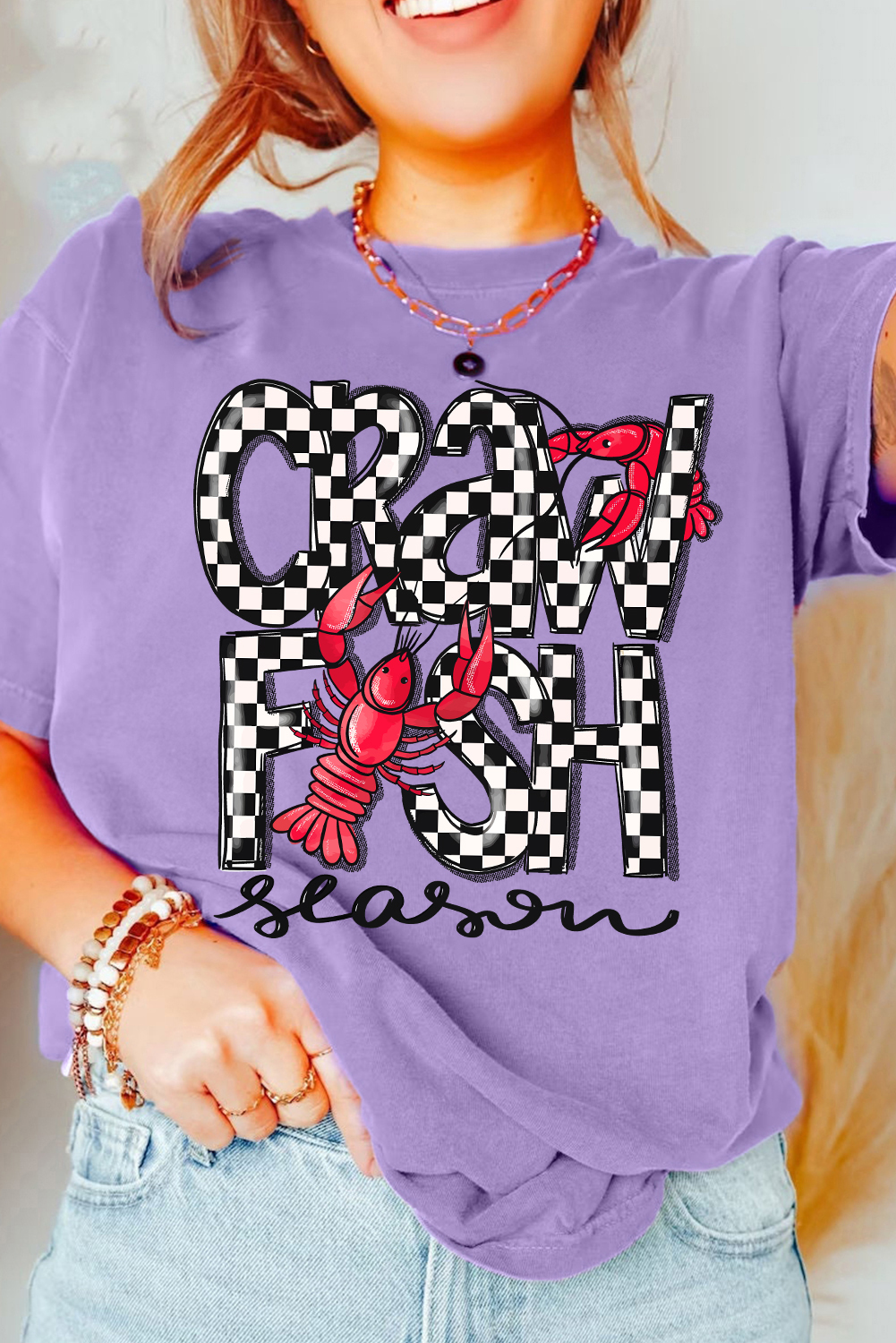 Wisteria Craw Fish Season Graphic Short Sleeve Top - loveforevers
