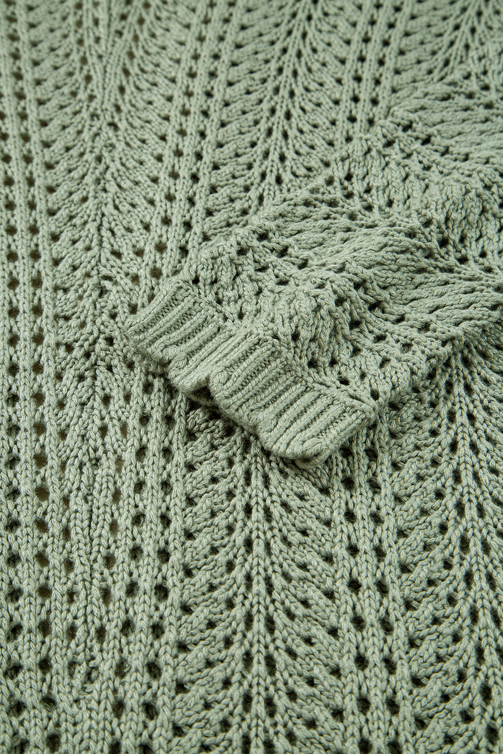 Green Bay Scalloped Edge Eyelet Knit Batwing Sleeve Cardigan - loveforevers