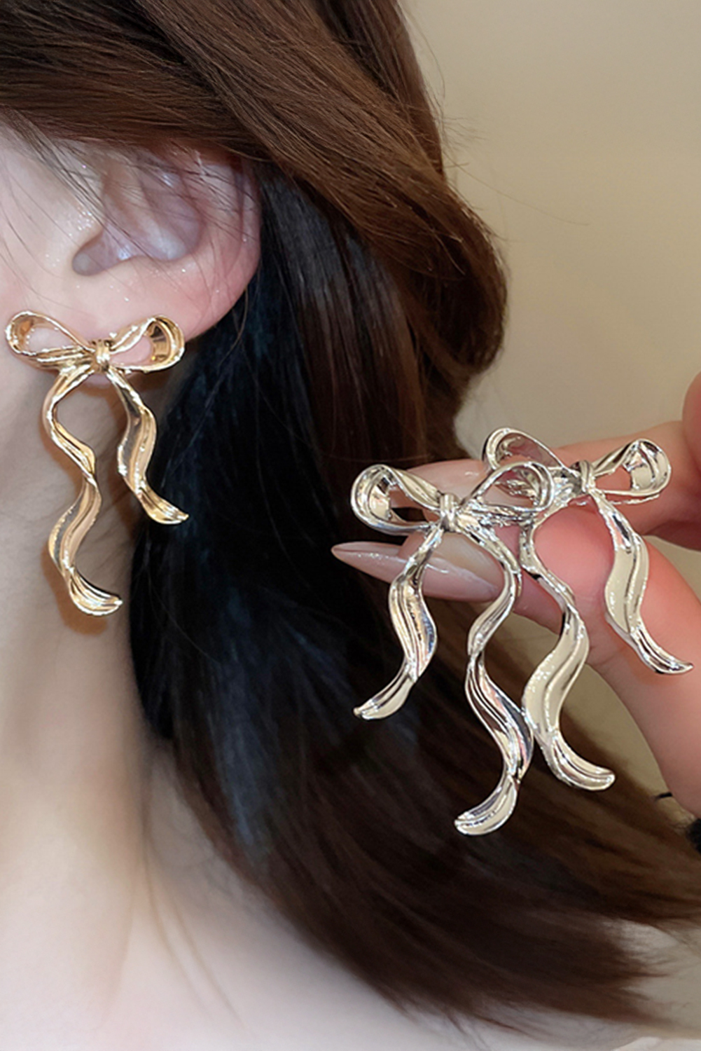 Gold Bow Knot Shape Plated Alloy Stud Earrings - loveforevers