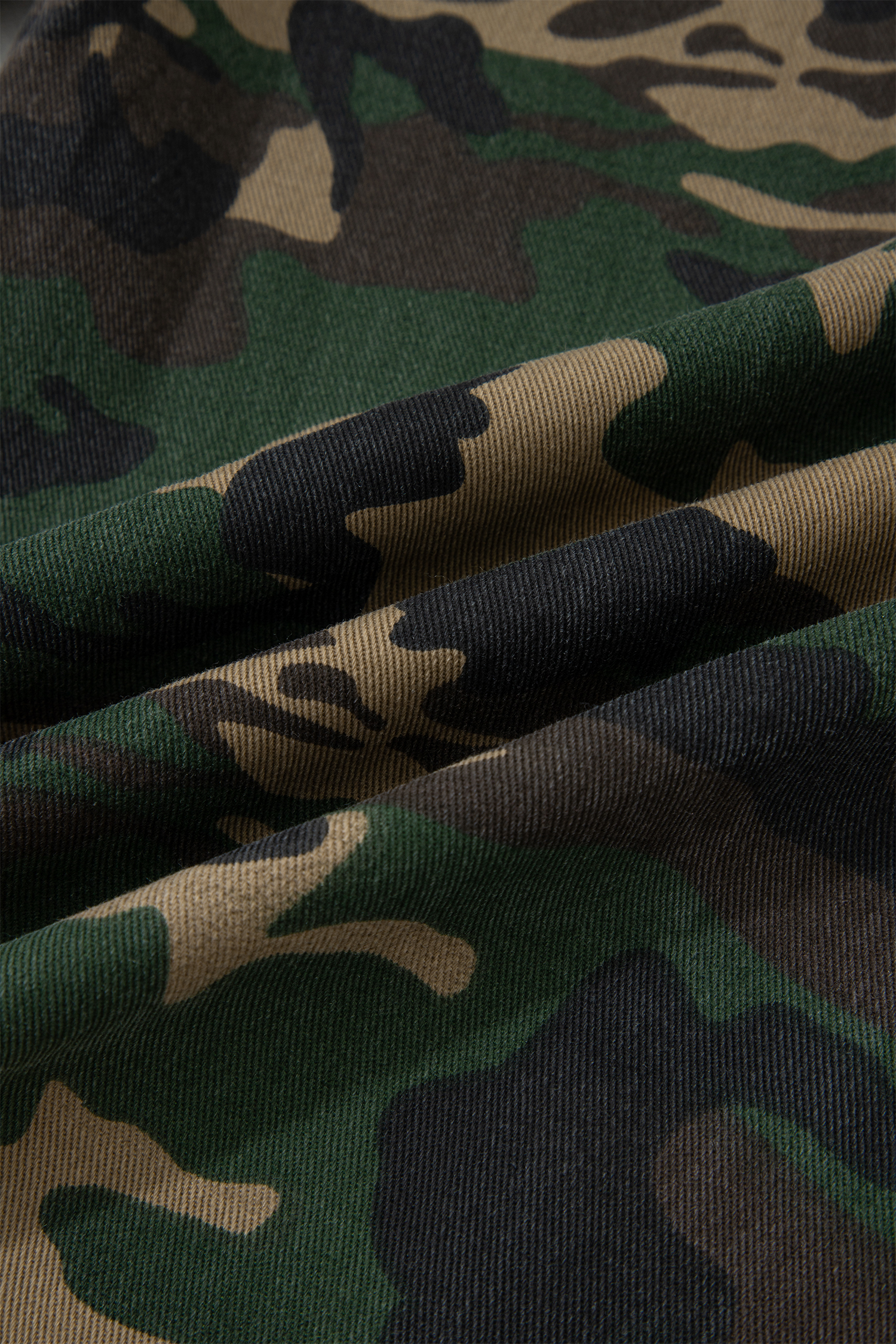 Green Camouflage Print Drawstring Patch Pocket Barrel Jeans - loveforevers