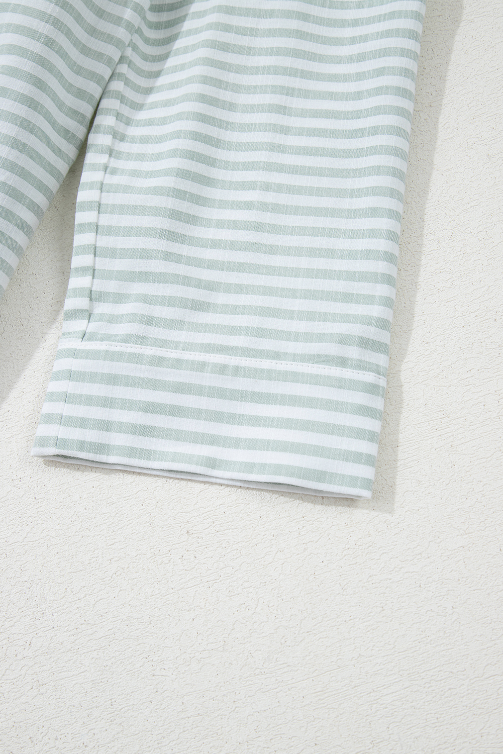 White Stripe Collared V Neck Chest Pocket Long Sleeve Beach Cover up - loveforevers