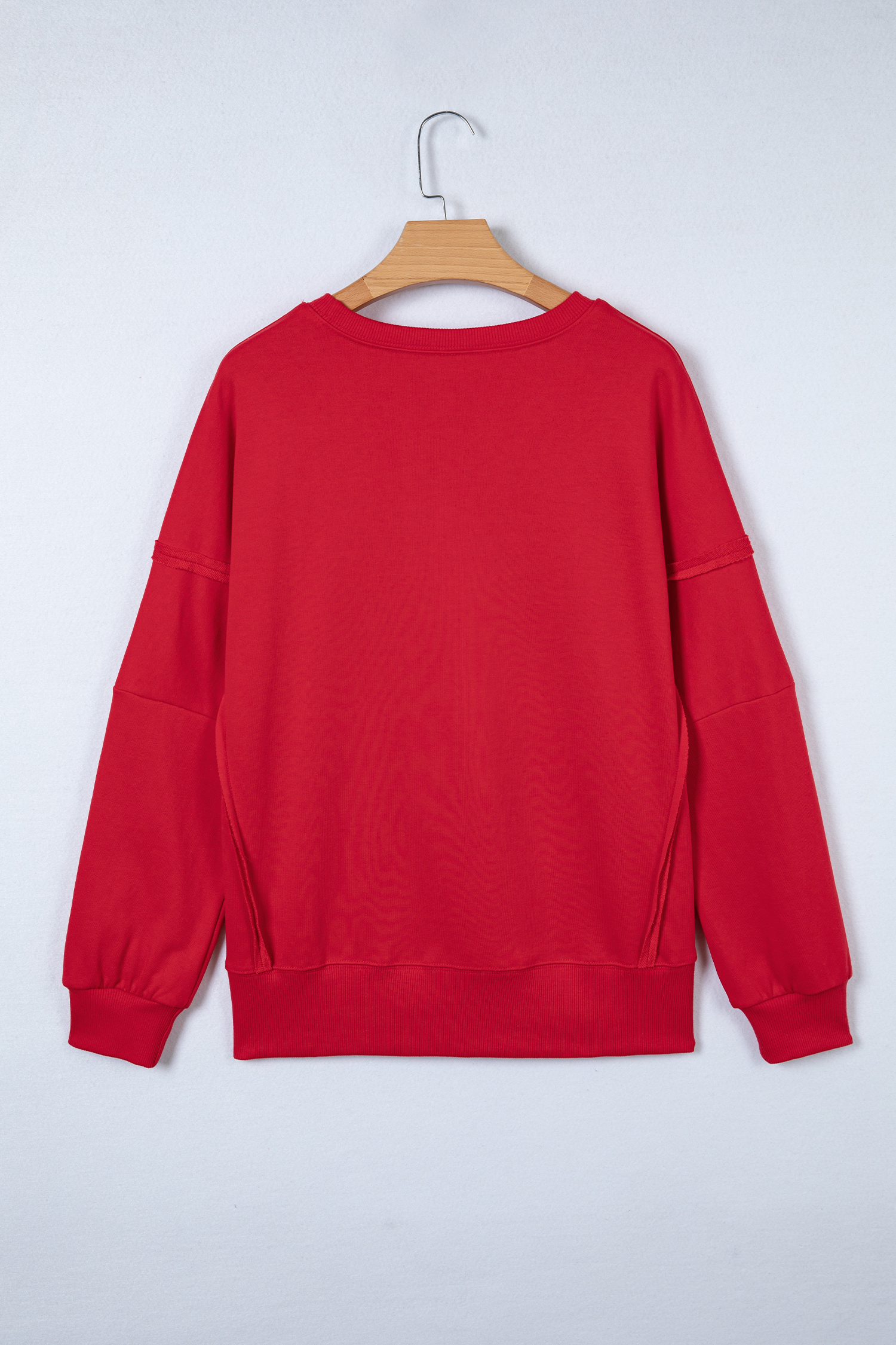 Racing Red Holly Jolly Embroidered Graphic Baggy Sweatshirt - loveforevers