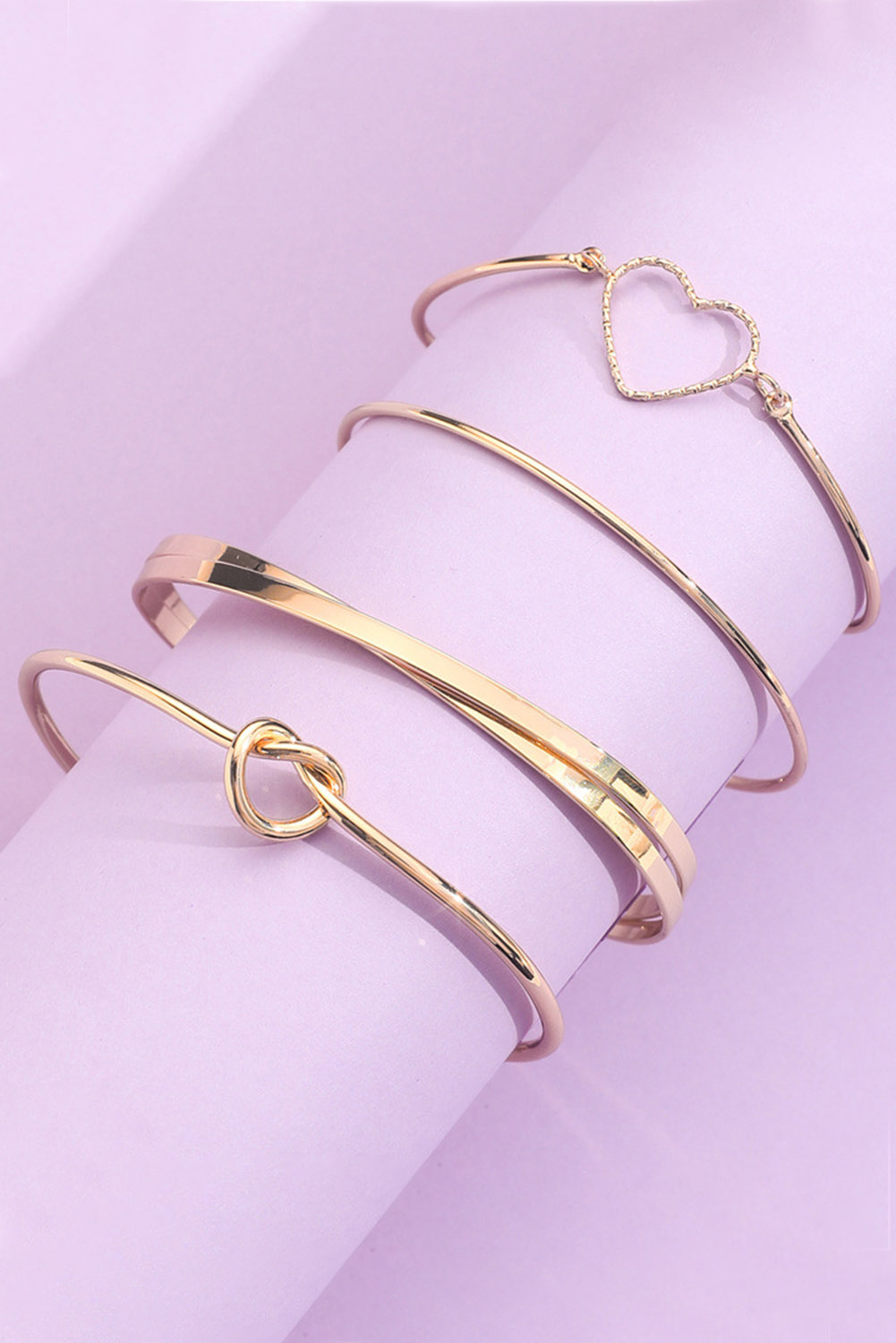 Gold Love Geometric Cross Plated Bracelet 4-piece Set - loveforevers