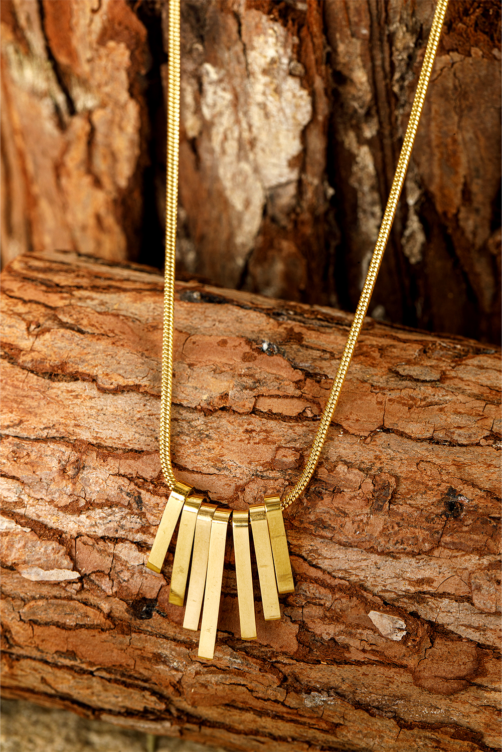 Gold Asymmetric Bar Pendant Plated Alloy Necklace - loveforevers