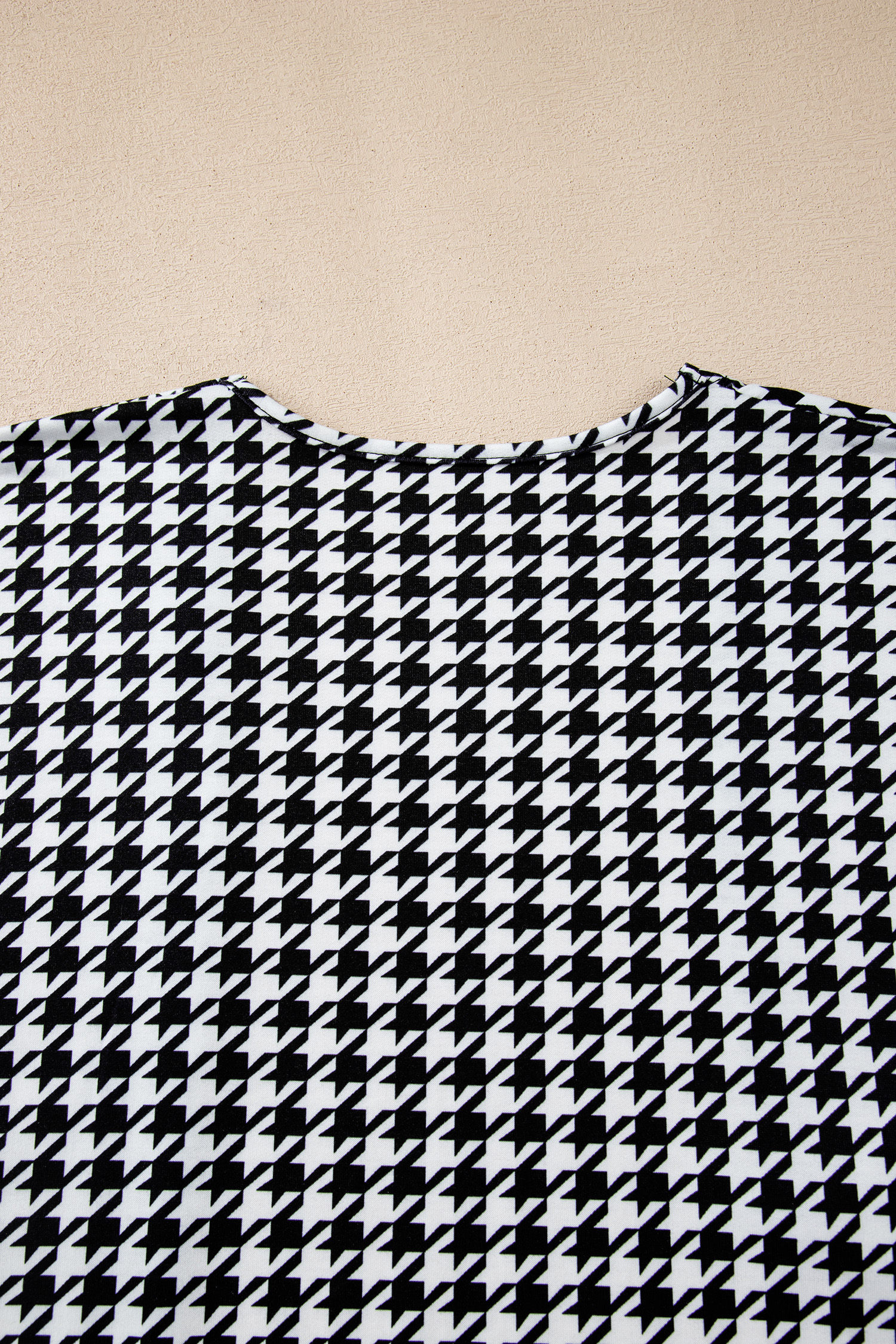 Black Houndstooth Print Open Front Long Dolman Kimonos - loveforevers