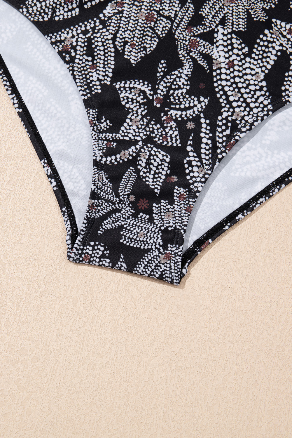 Black Abstract Printed Buckle Crossed Straps Skirted Tankini 2pcs Swimsuit - loveforevers