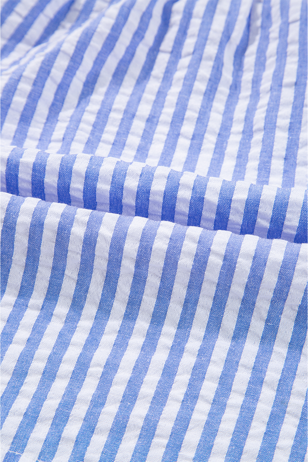 Sky Blue Stripe Bracelet Sleeve Tiered Shift Dress with Pockets - loveforevers