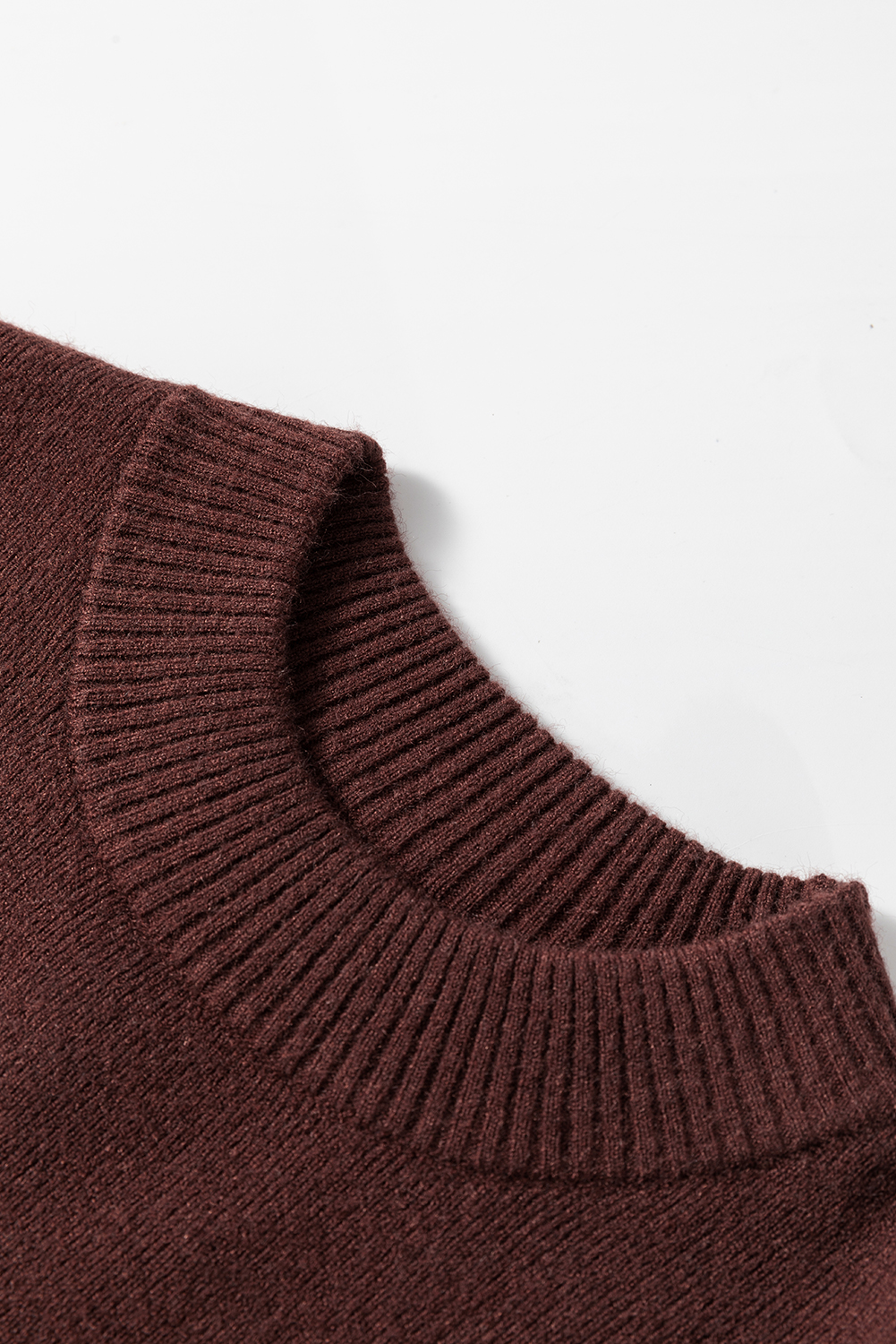 Coffee Slim Fit Mock Neck Side Slit Sweater Dress - loveforevers