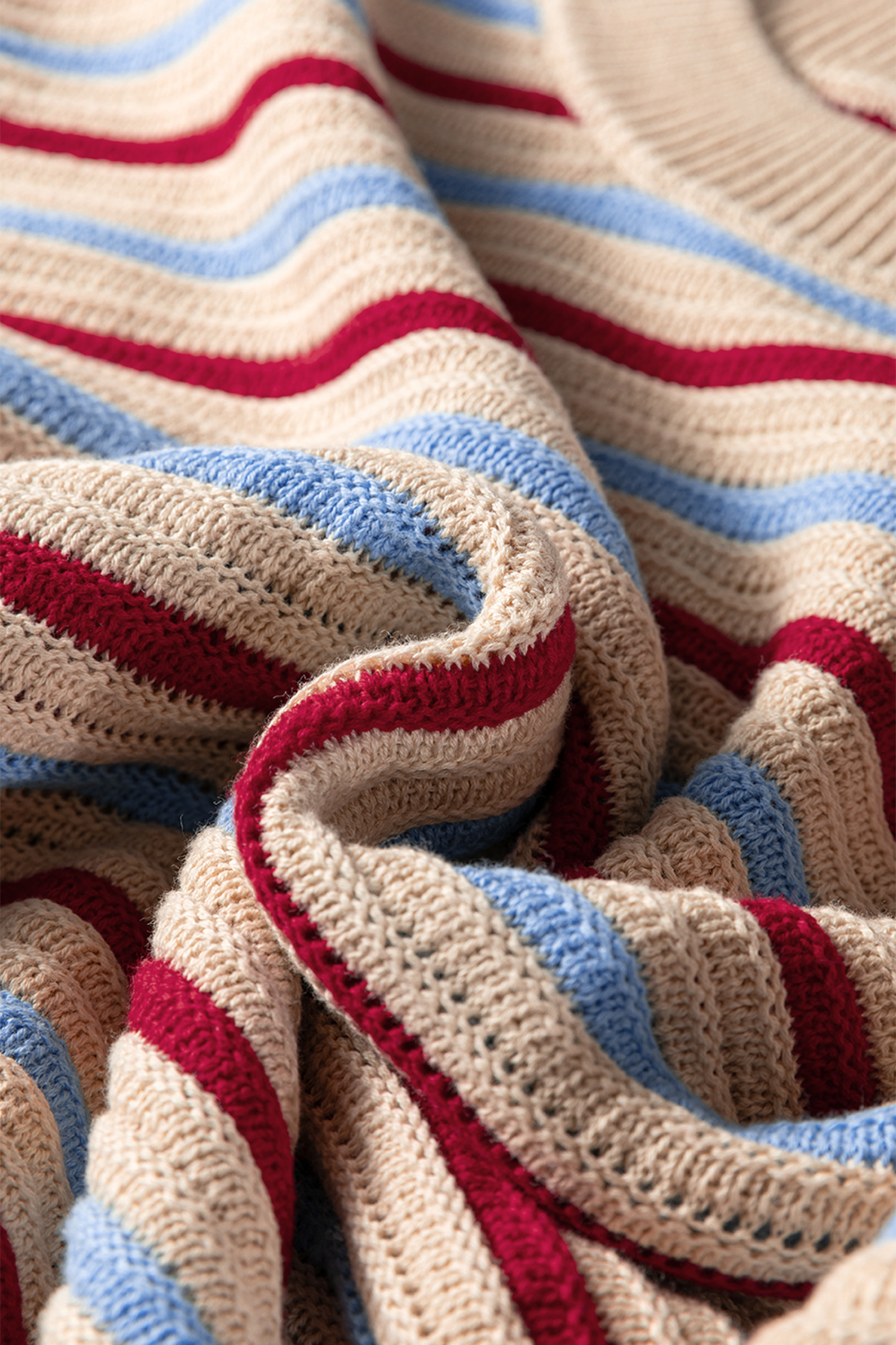 Khaki Stripe Drop Shoulder Cropped Long Sleeve Fall Sweater - loveforevers