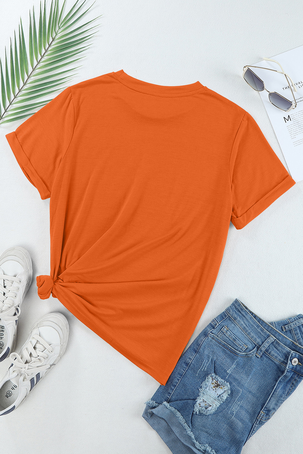 Khaki Casual Plain Crew Neck Tee - loveforevers