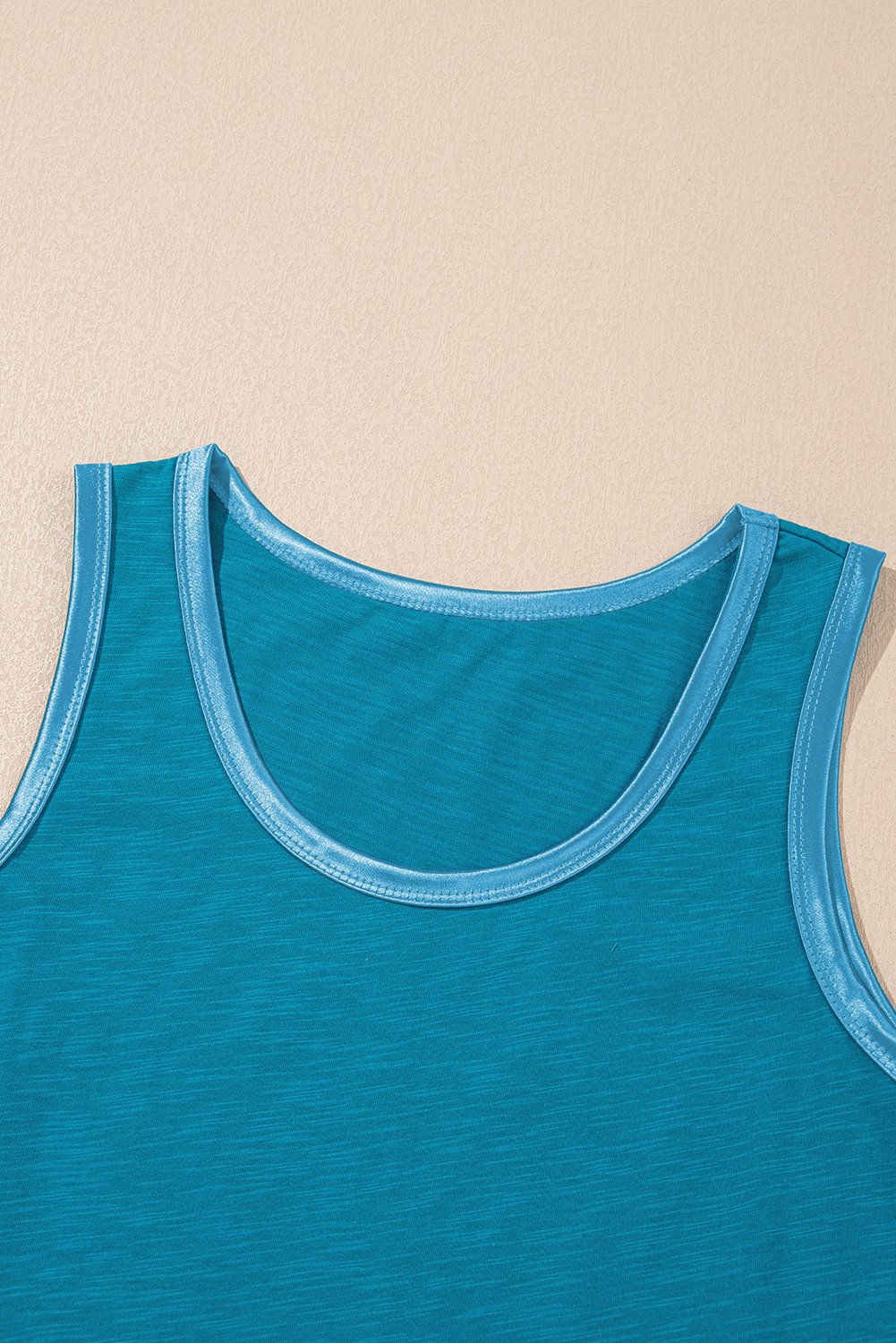 Tan Metallic Sheen Edge Scoop Neck Tank Top - loveforevers