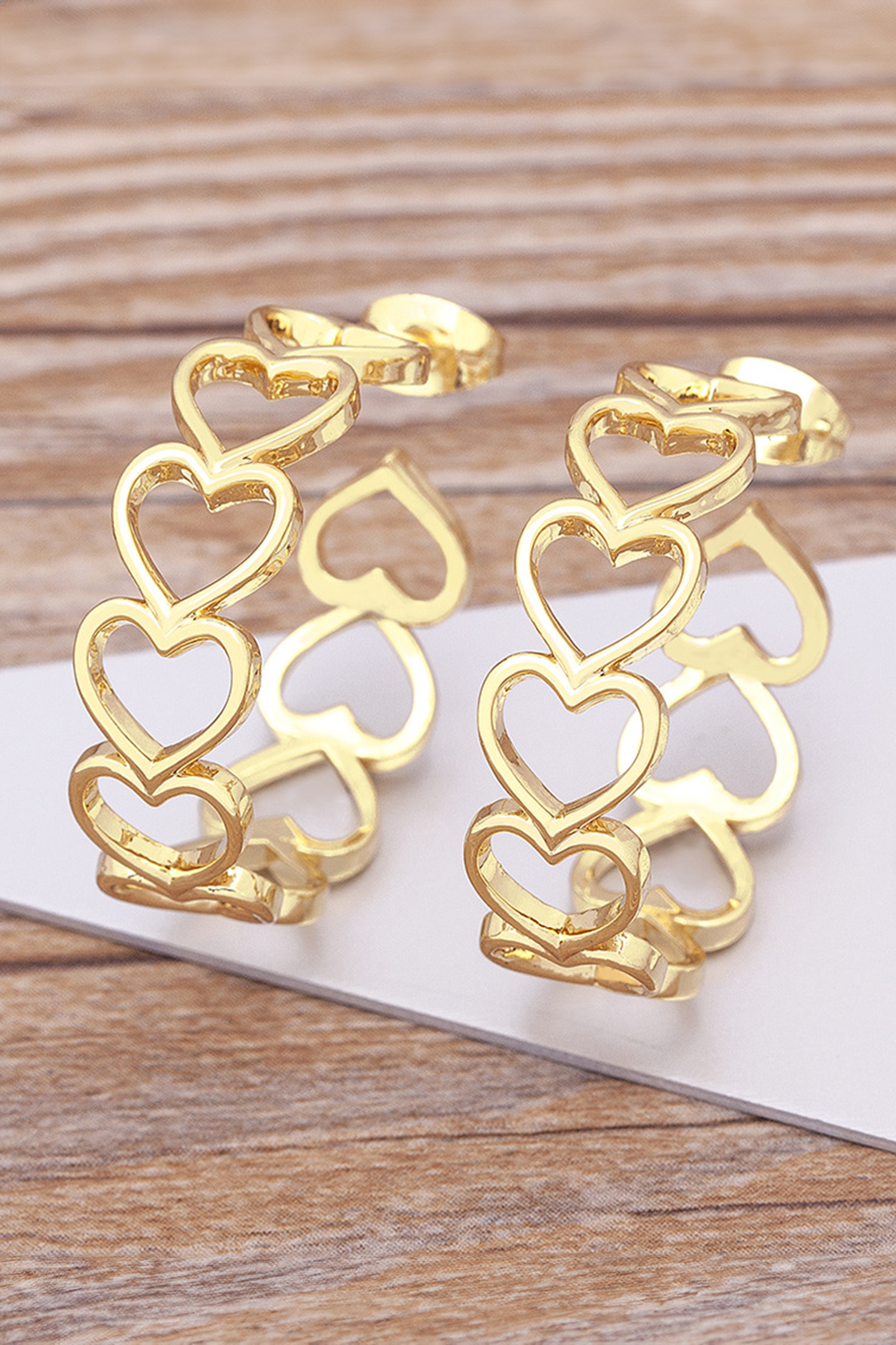 Gold Plated Heart Link Hoop Stud Earrings - loveforevers