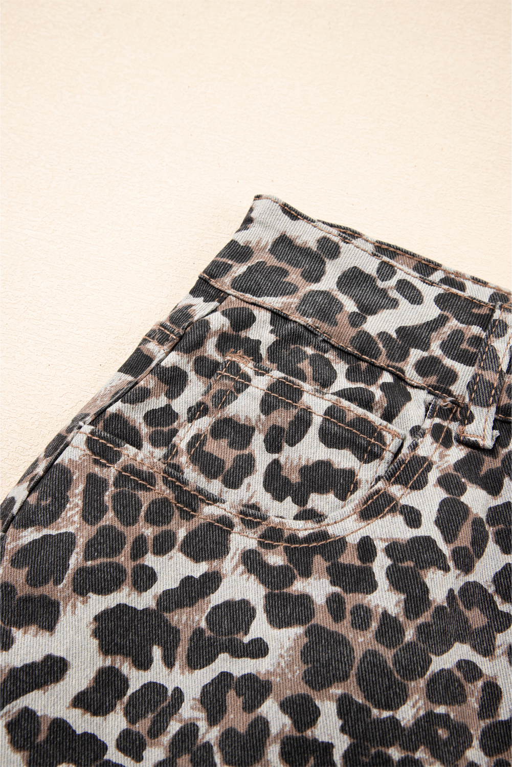 Khaki Leopard Denim Mini Skirt - loveforevers