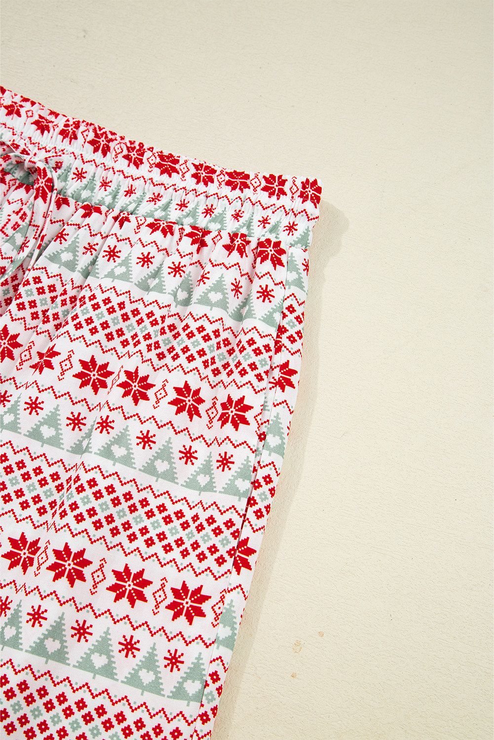 White Christmas Pattern Print Shirt Style Long 2pcs Pajama Set - loveforevers