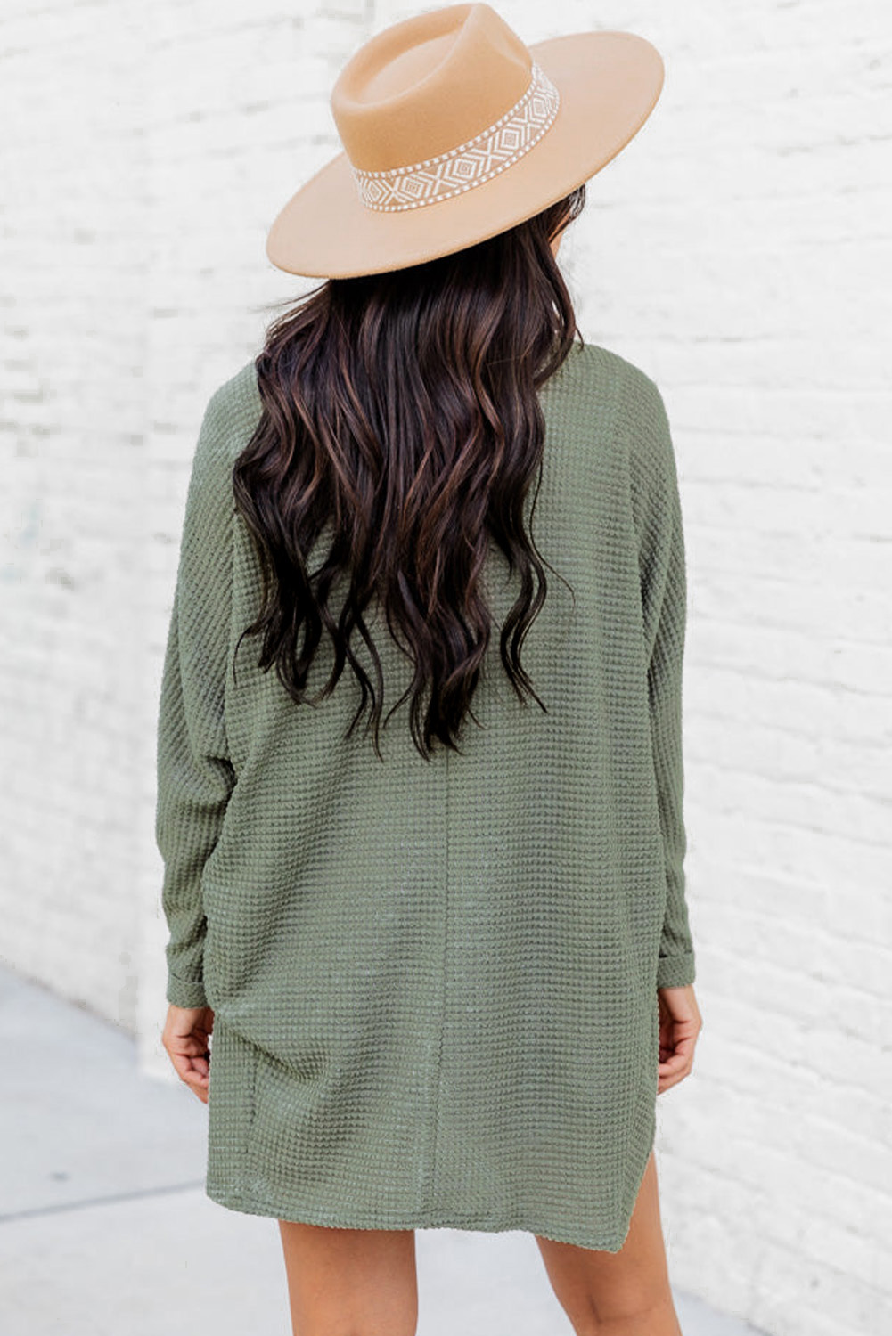 Laurel Green Waffle Knit Open Front Cardigan - loveforevers
