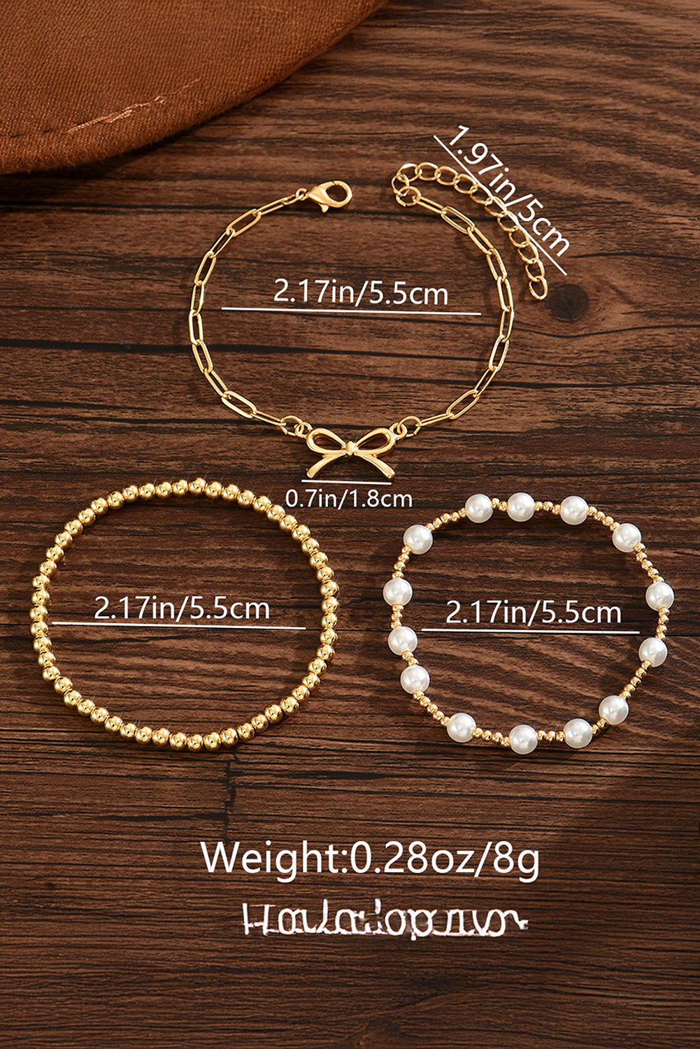 Gold Bow Chain Link Pearl Beaded Multi Layer Bracelet - loveforevers