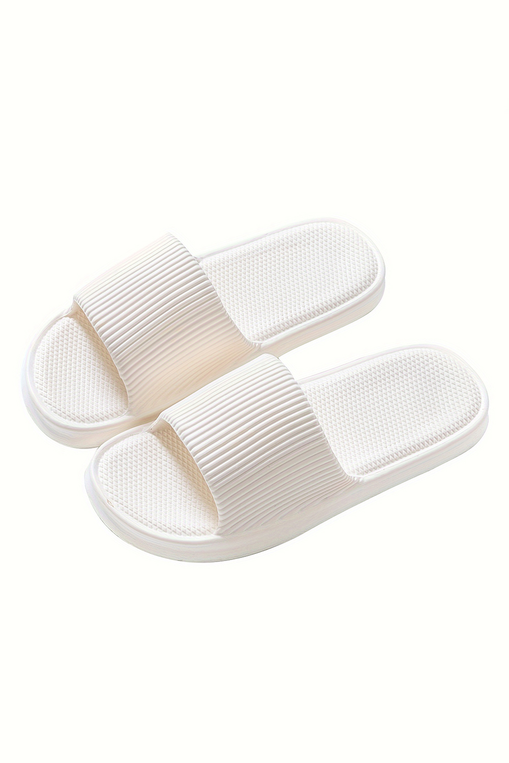 White Textured Thick Sole Soft EVA Home Slippers - loveforevers