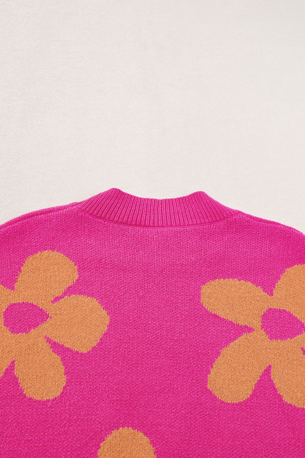 Rose Big Flower Pattern Mock Neck Long Sleeve Sweater - loveforevers