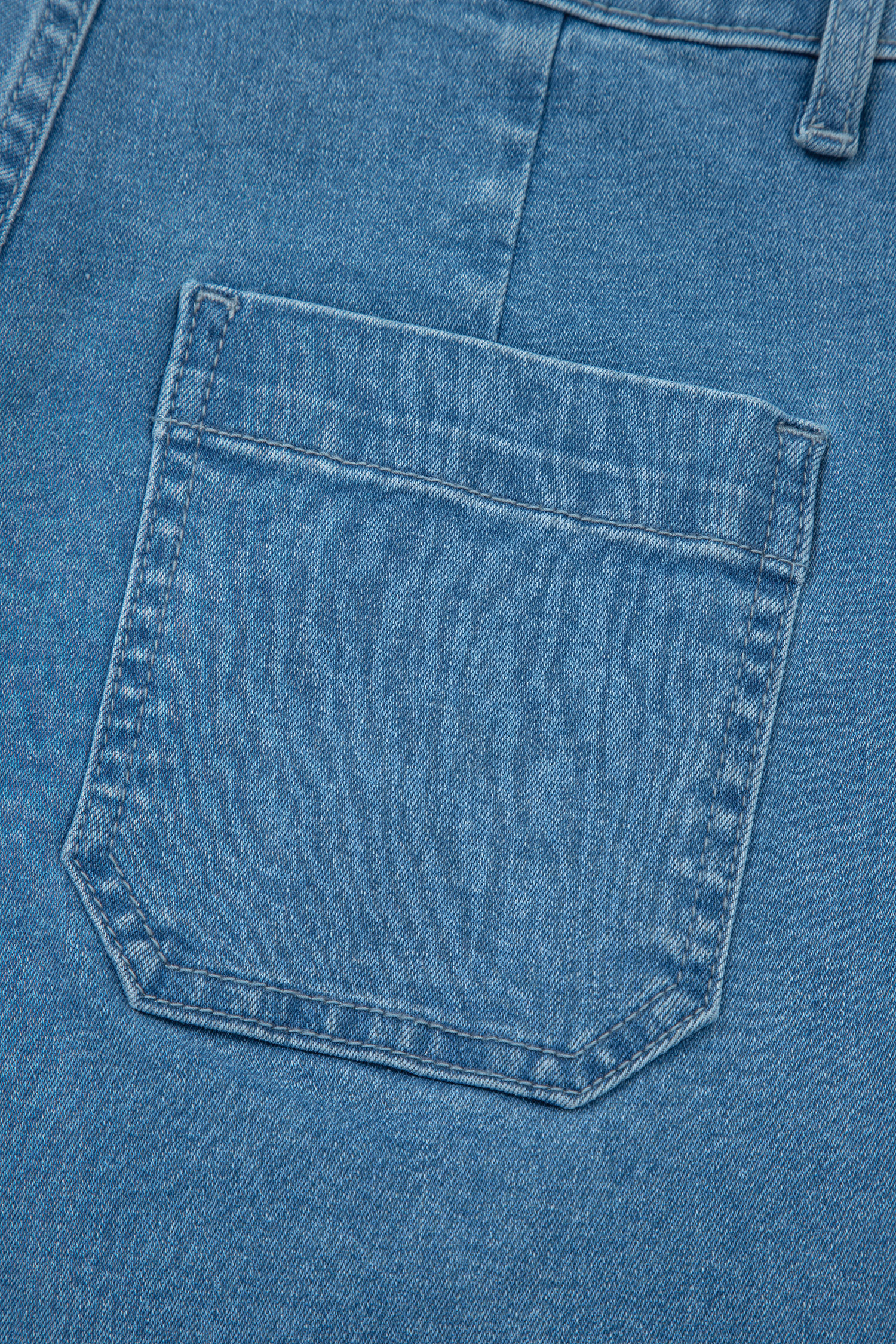Dusk Blue Retro Washed Patch Pocket Loose Jeans - loveforevers