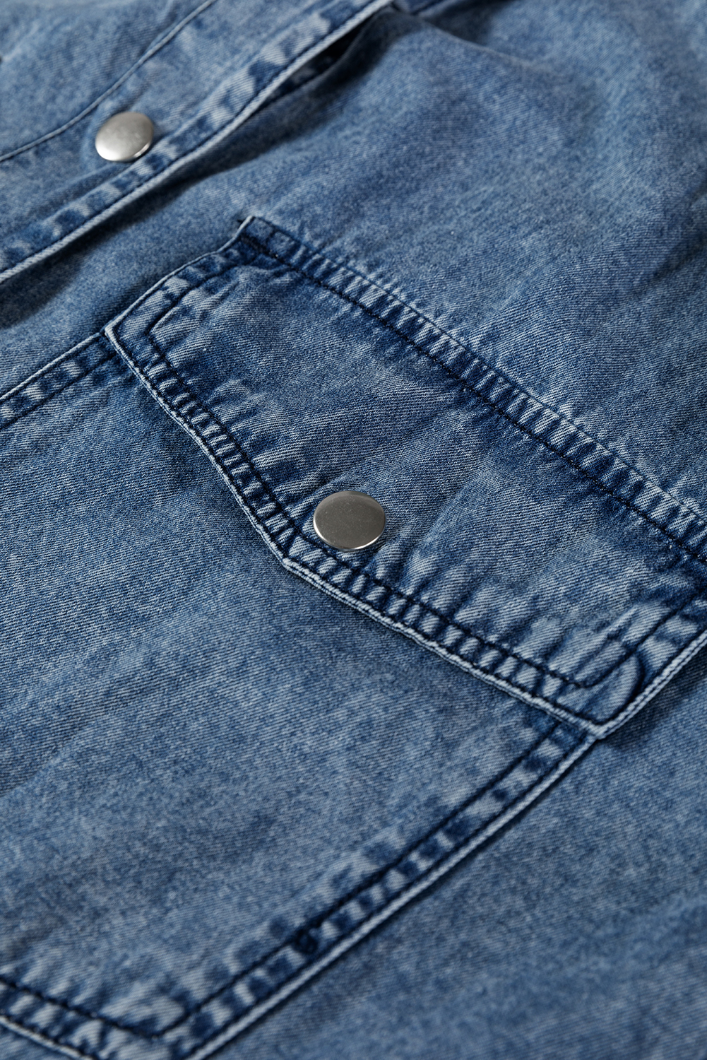 Blue Beau Chest Pocket Raw Hem Denim Loose Shirt Dress - loveforevers