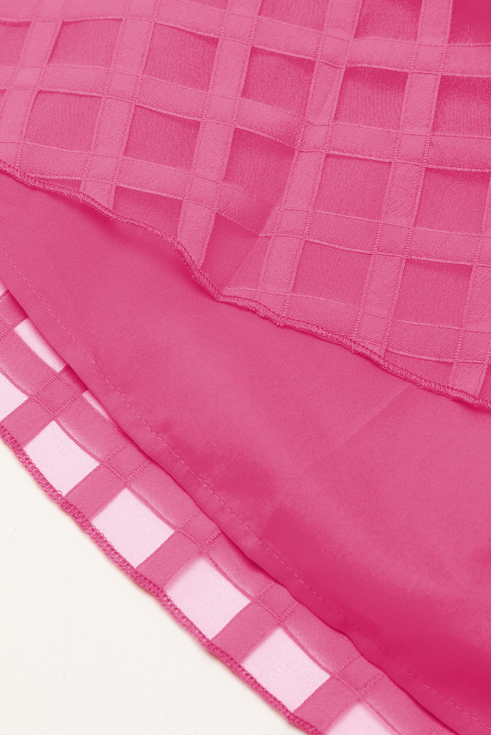 Strawberry Pink Checkered Puff Sleeve Babydoll Dress - loveforevers