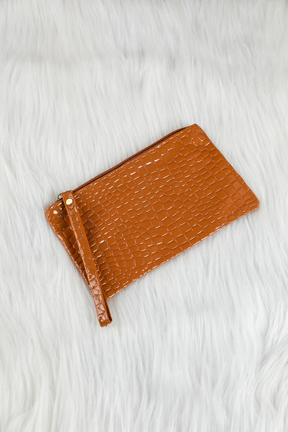 Black Crocodile Pattern Zipper Wristlet Wallet - loveforevers