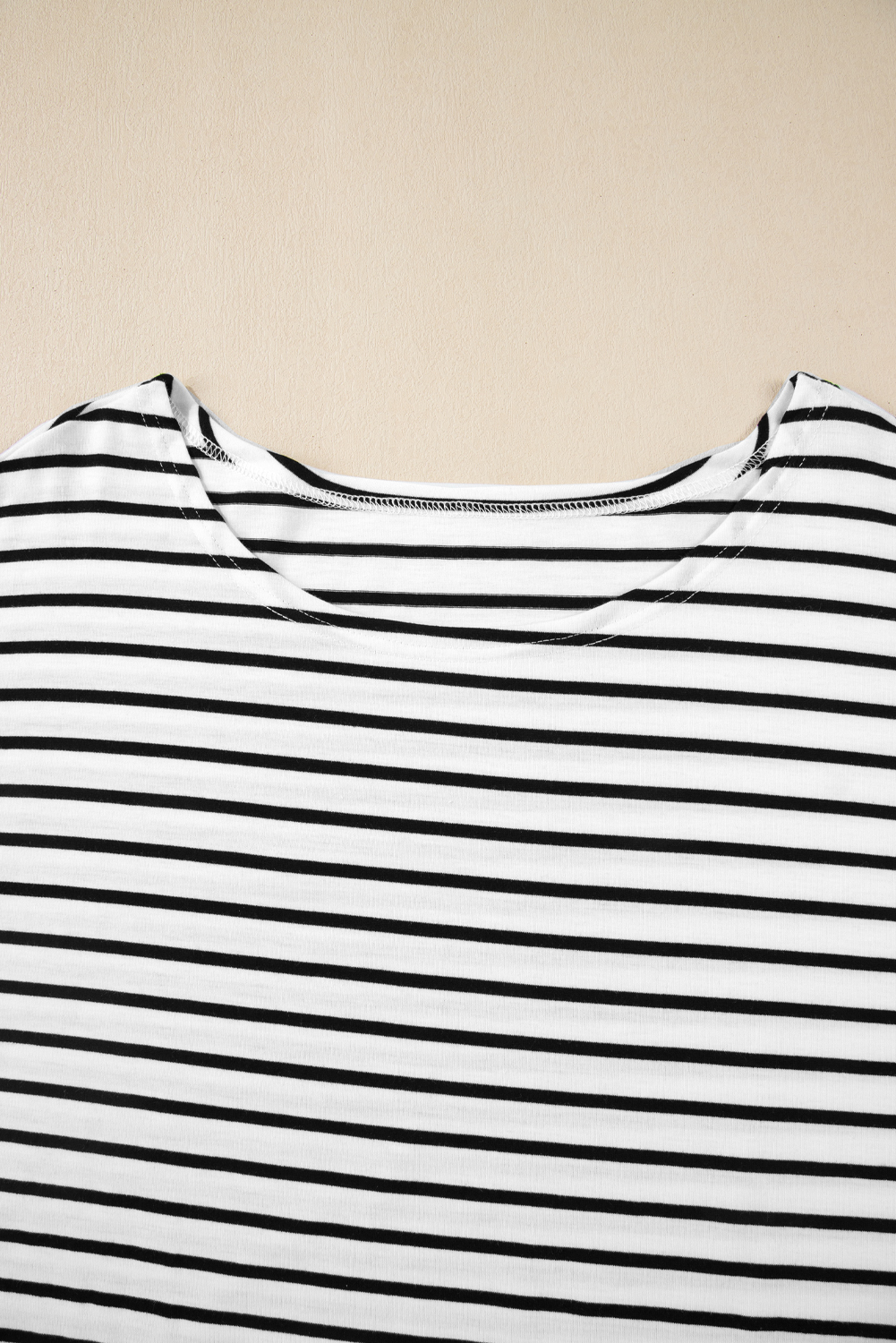 Black Stripe Half Sleeve Scoop Neck Loose Top - loveforevers
