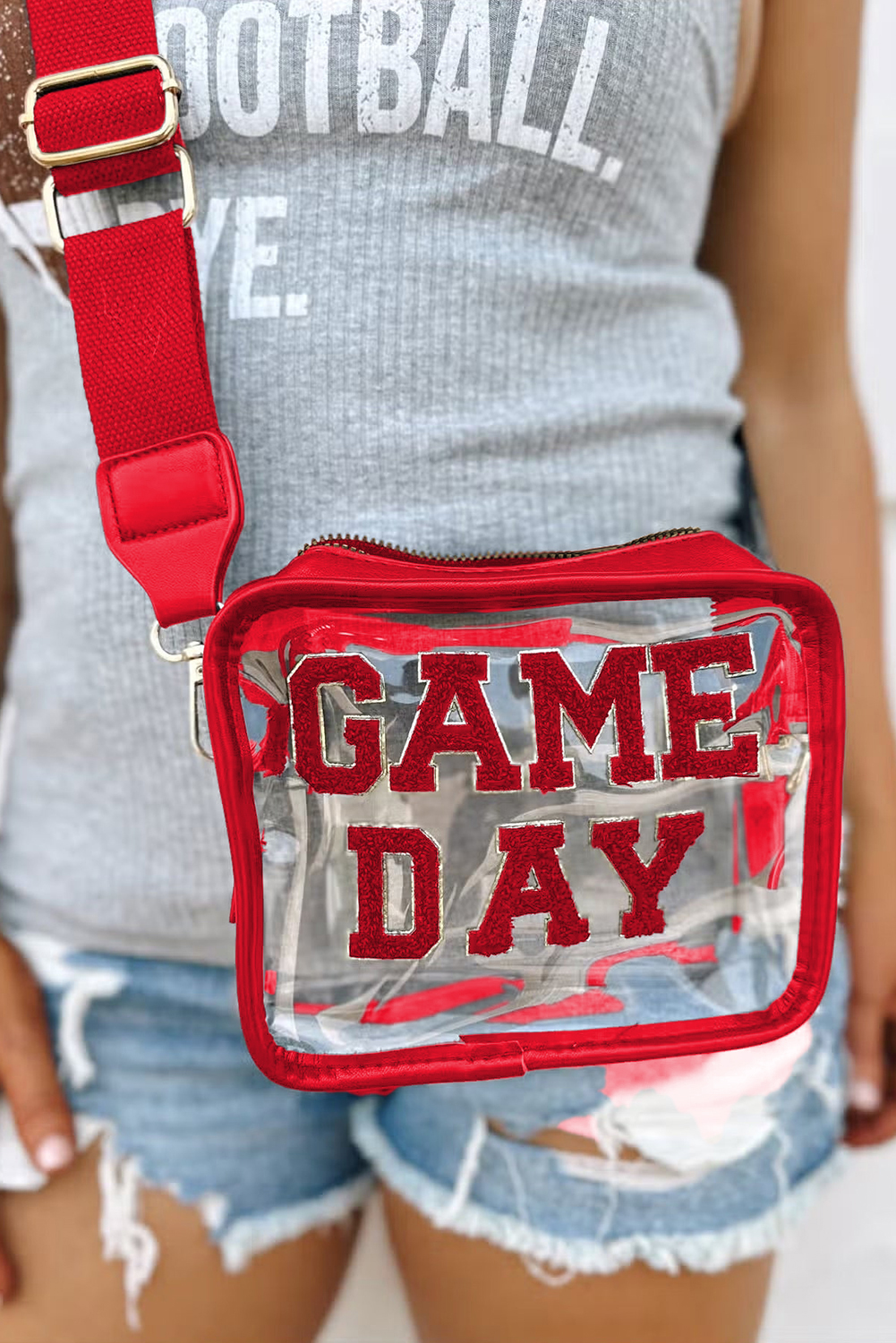 Black GAME DAY Rugby Football Clear Shoulder Bag - loveforevers