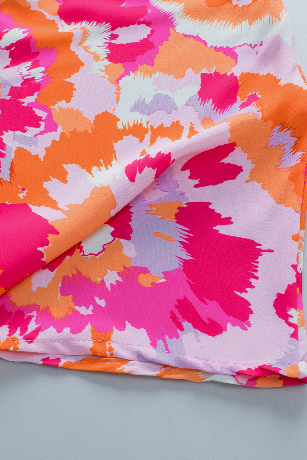 Rose Red Abstract Print V Neck Summer Blouse - loveforevers