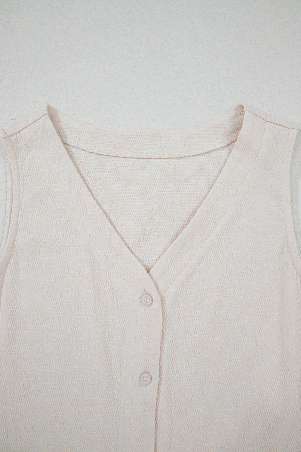 Apricot Buttoned V Neck Tank Top and Wide Leg Pants Casual Outfit - loveforevers