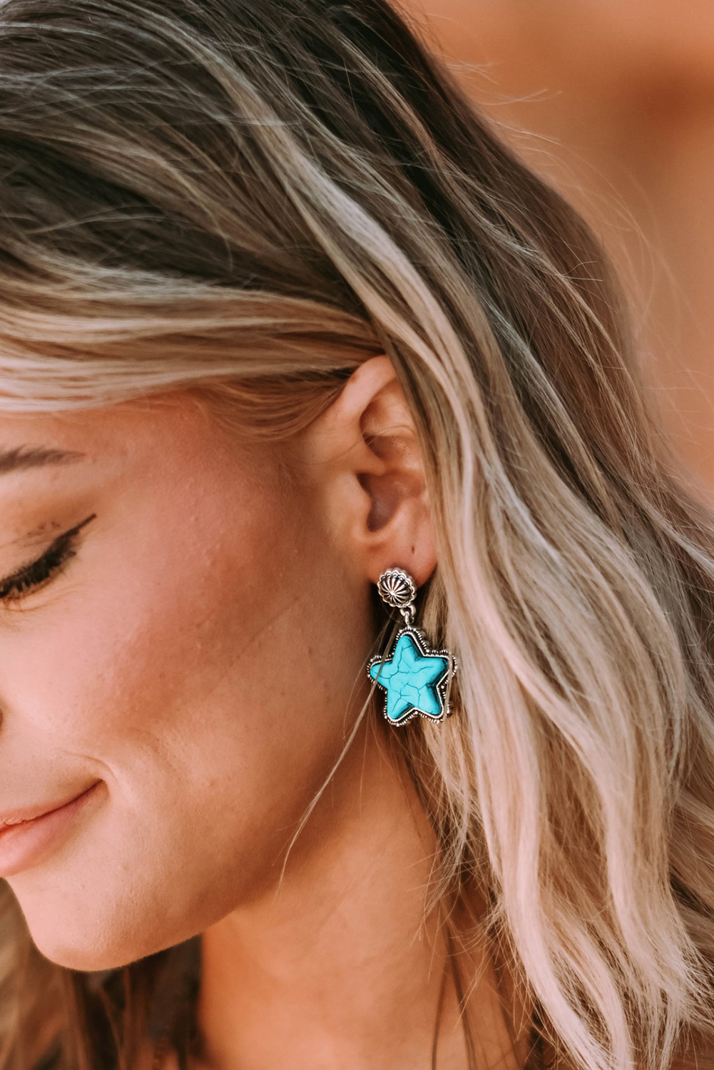 Green Star Dangle Antique Studded Western Earrings - loveforevers