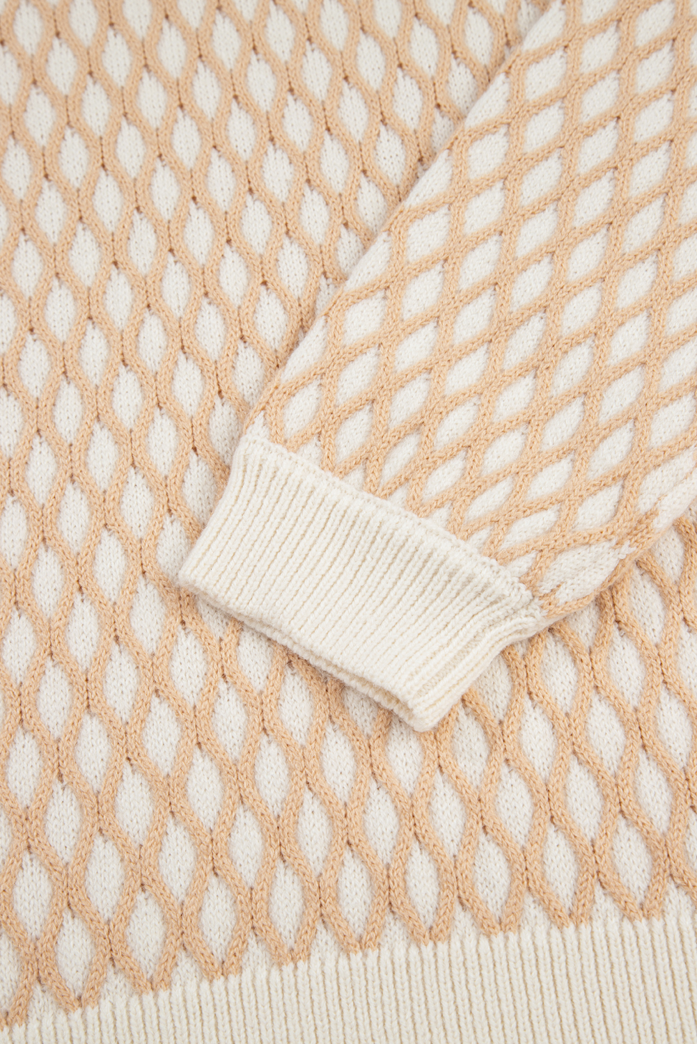Smoke Gray Rhombus Textured Knit Mock Neck Sweater - loveforevers