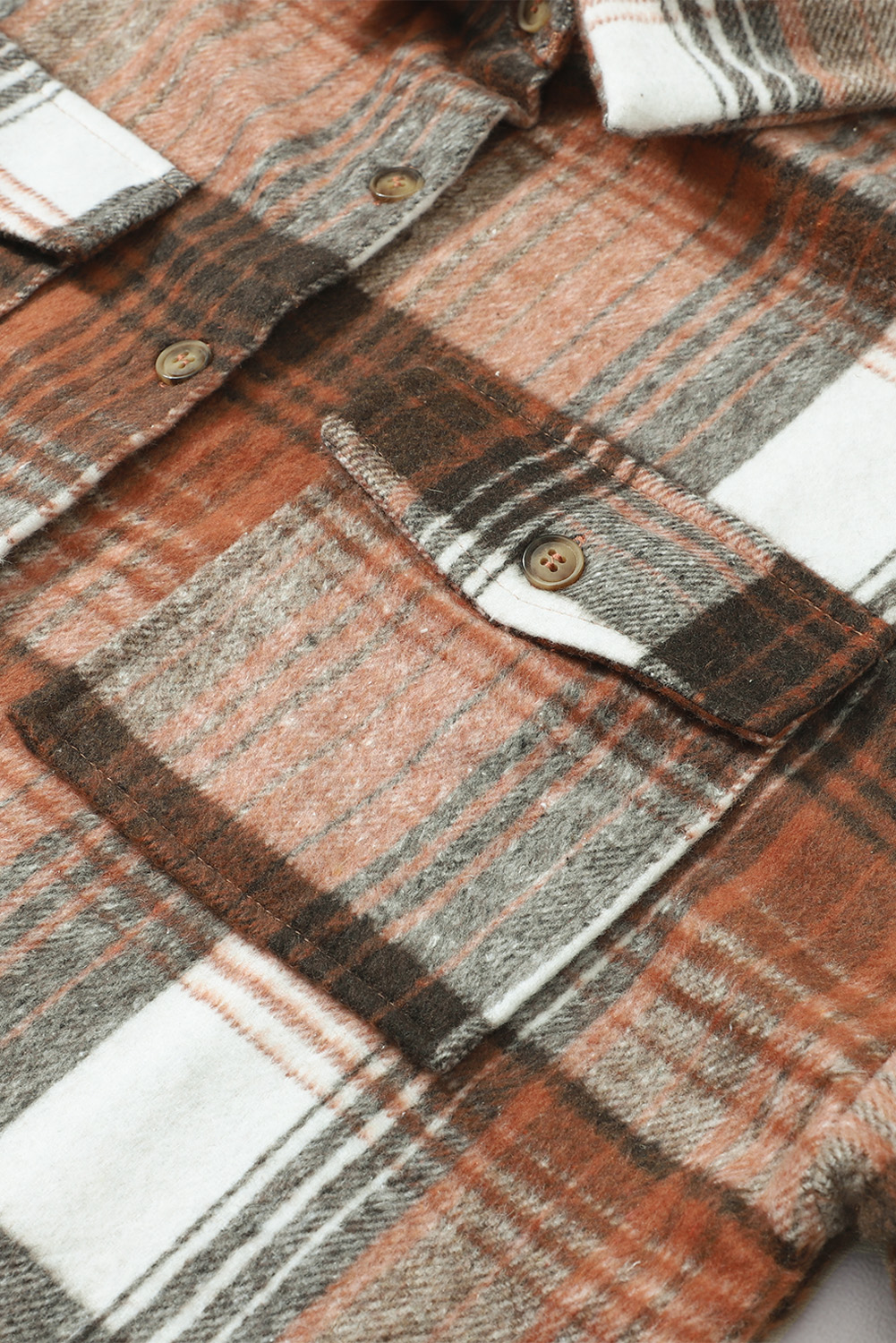 Brown Plaid Flap Pockets Shacket - loveforevers