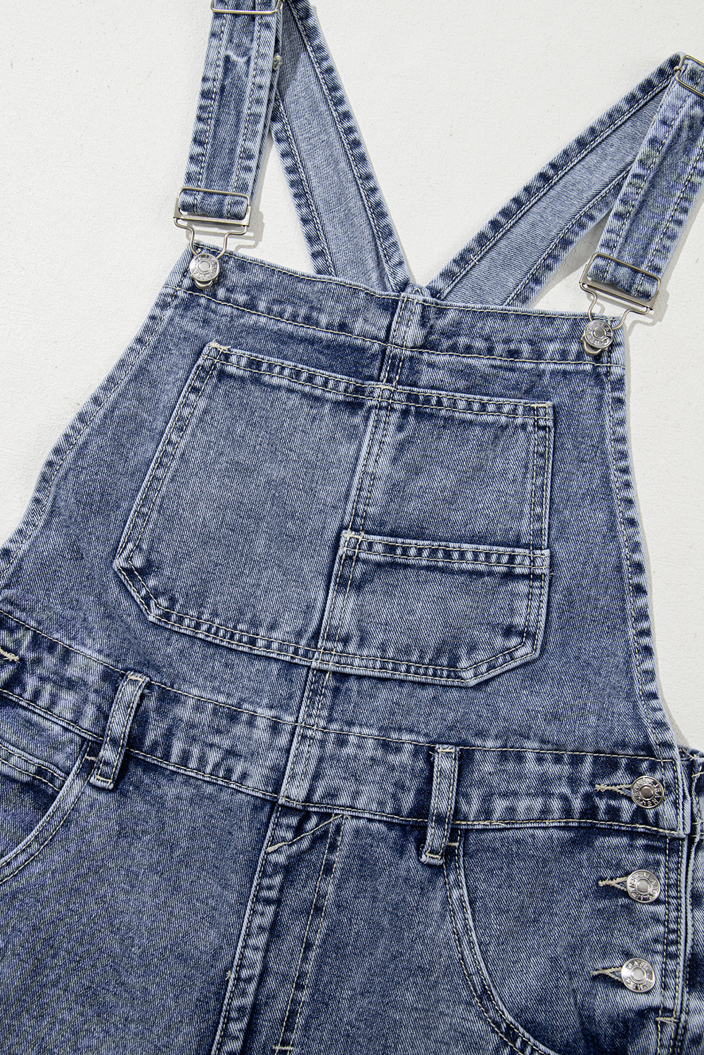 Sail Blue Denim Bib Straight Leg Jumpsuit with Pockets - loveforevers
