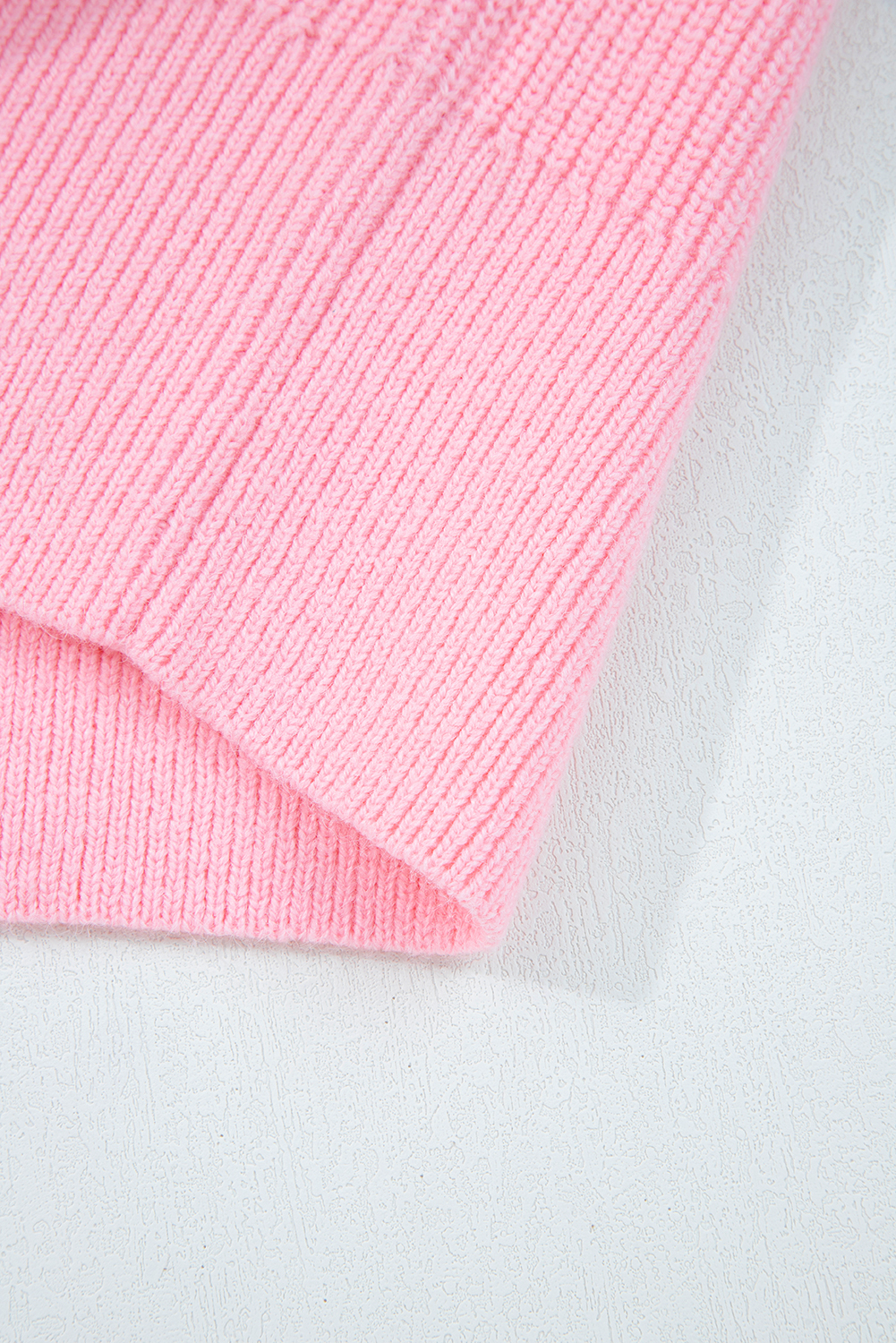 Pink Merry Candy Cane Puffy Knit Crew Neck Sweater - loveforevers