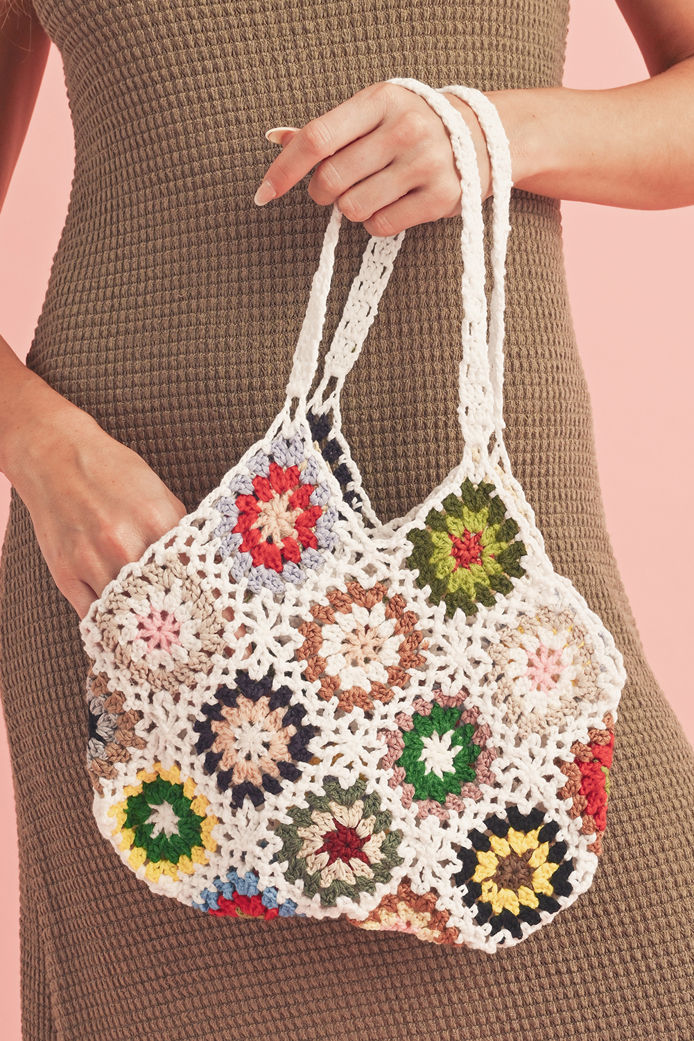 White Random Boho Floral Crochet Retro Hollowed Bag - loveforevers