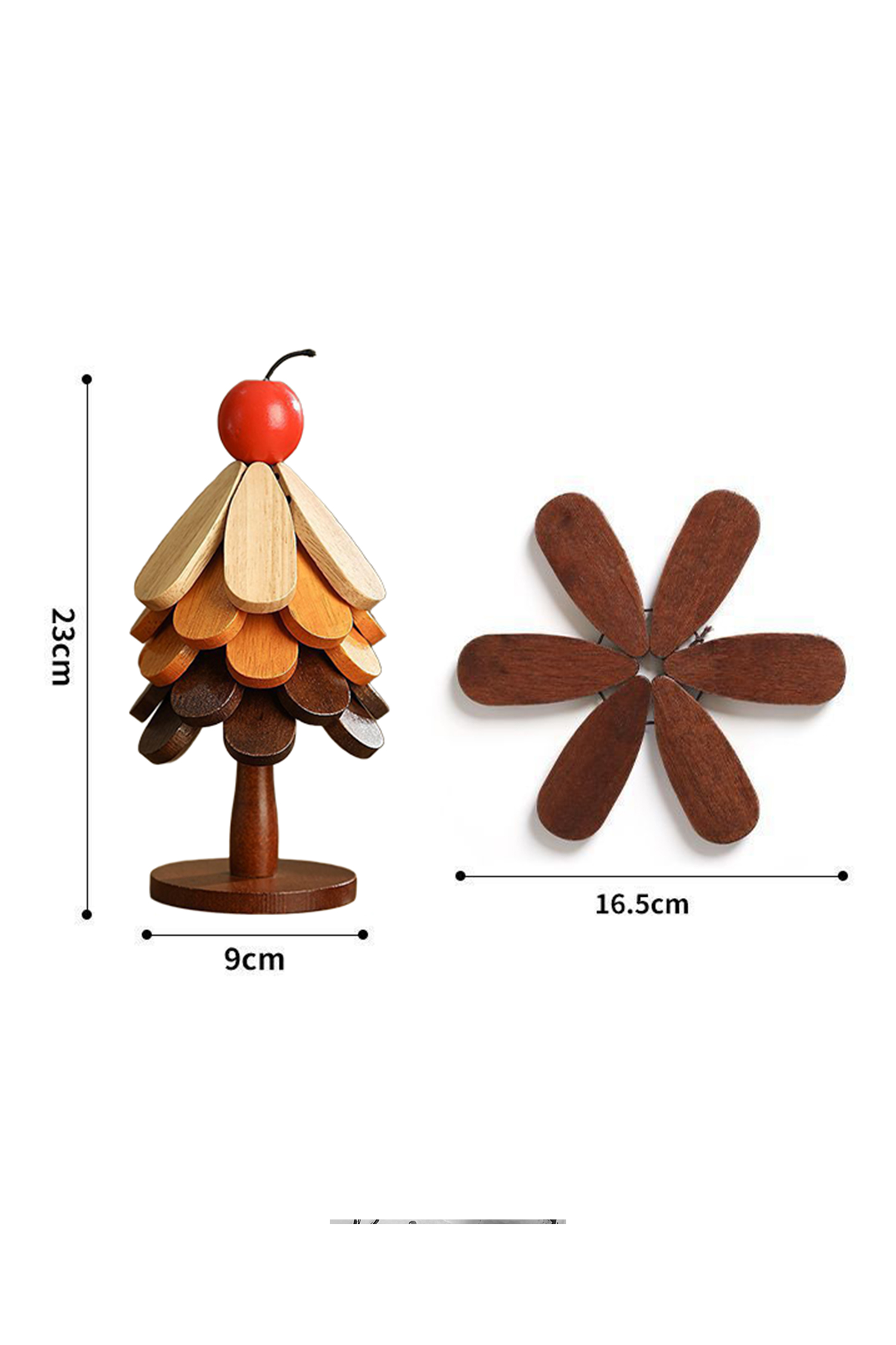 Fiery Red Cherry Wooden Trivets Christmas Tree 5pcs Heat Resistant Coaster - loveforevers