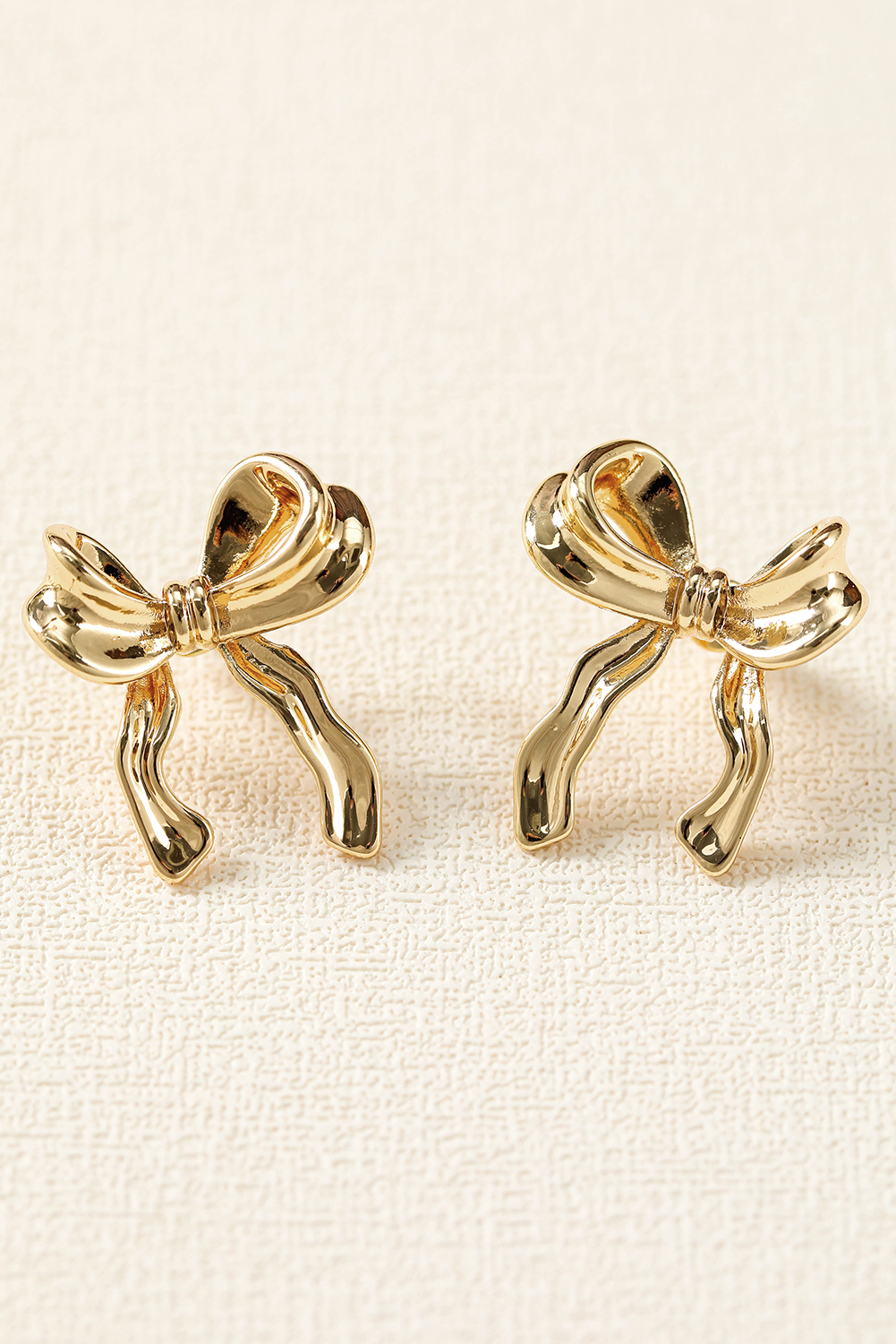 Gold Elegant Bow Design Plated Studded Earrings - loveforevers