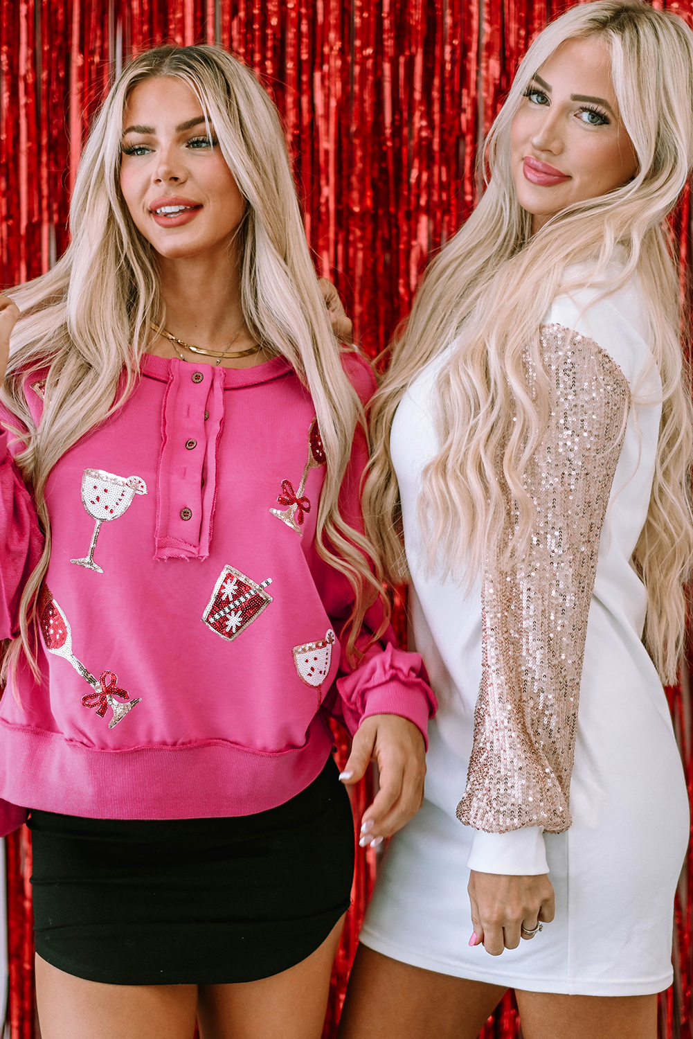 White Sequin Puff Sleeve Shift Mini Dress - loveforevers